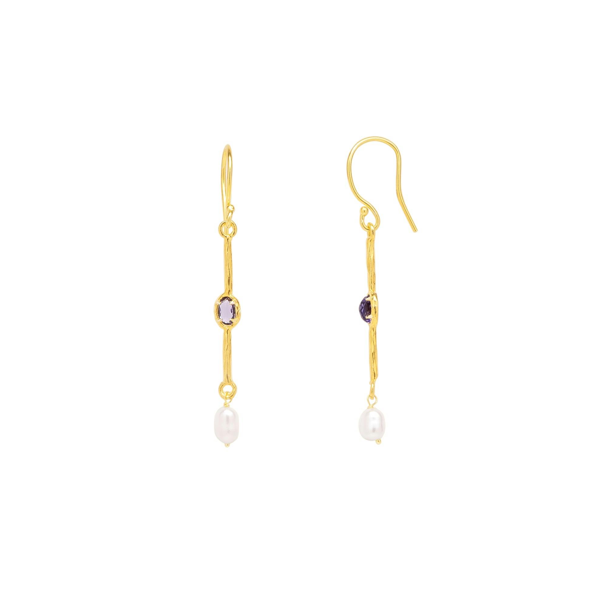 Spero London Silver Sterling Textured Pearl Drop Earring