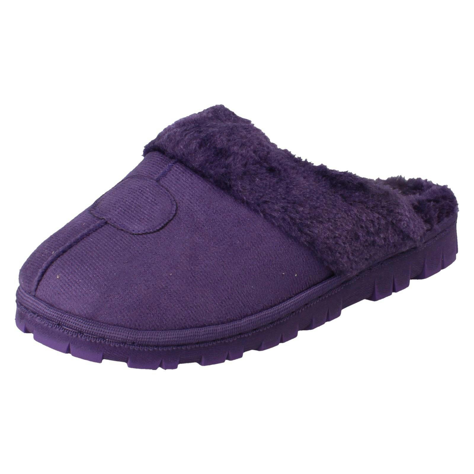 Spot On Women's Purple Textile Mule Slippers X2131 - Uk 8