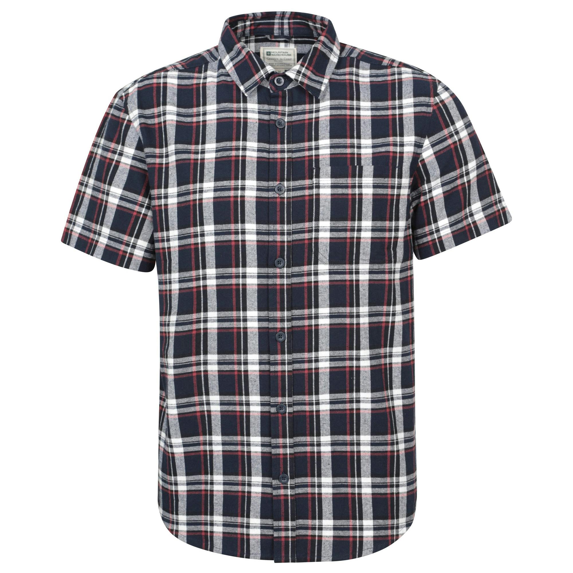 Mountain Warehouse Men's Blue Trace Flannel Short-Sleeved Shirt - M - 100% Cotton