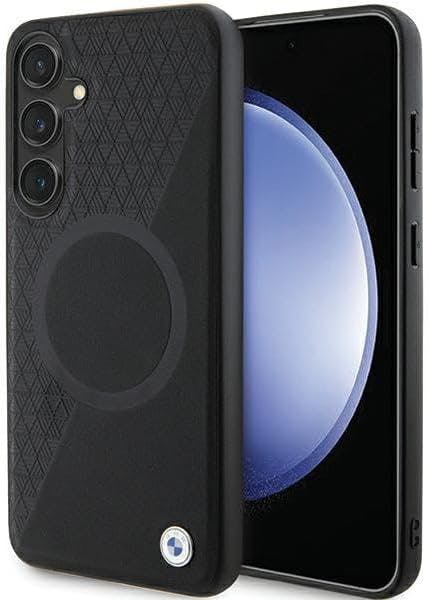 Bmw Black Signature Leather Half Textured And Circle With Magsafe Hard Case For Samsung Galaxy S24 6.2" - Bmhms24s23rtpk