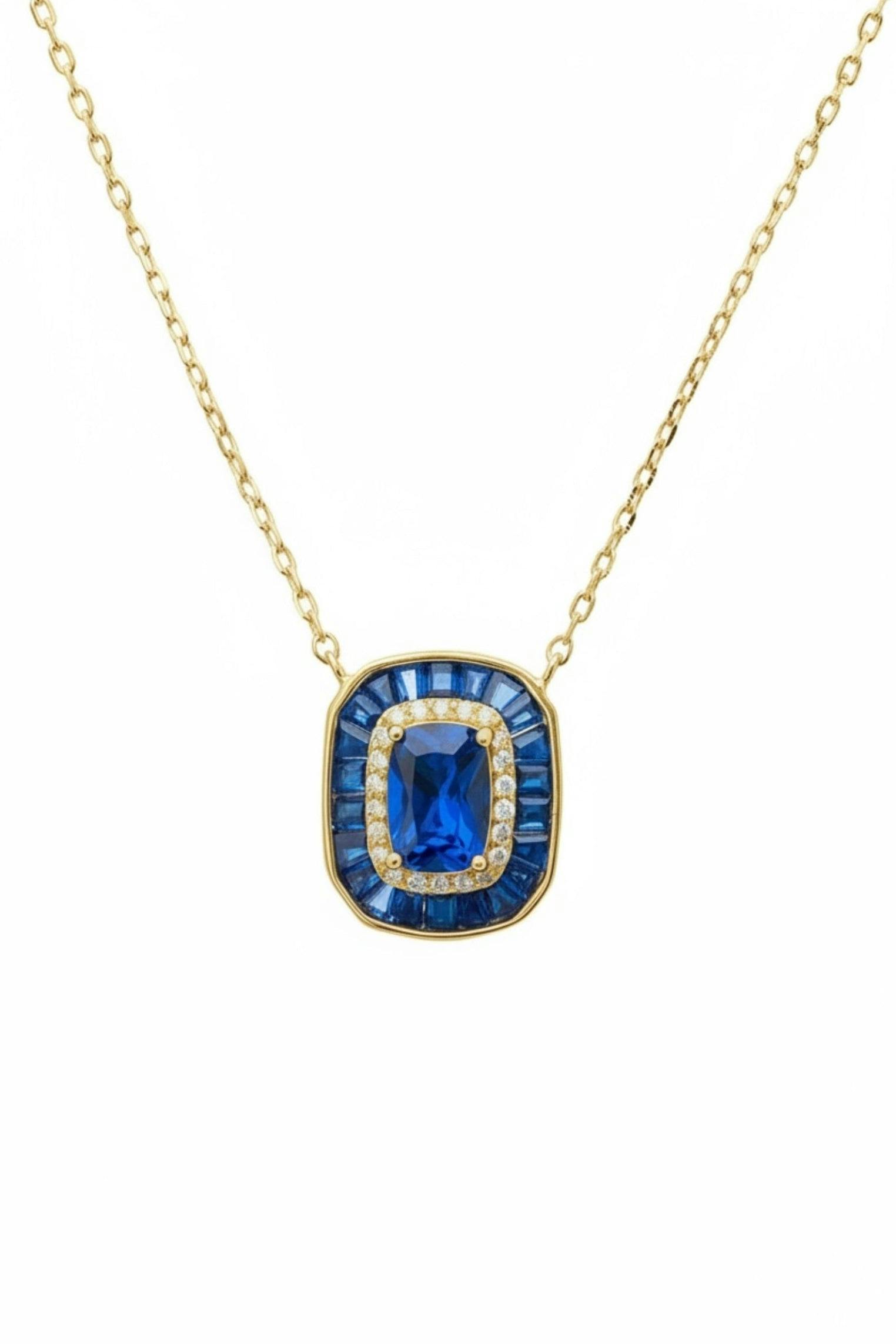 Latelita Gold Great Gatsby Pendant Necklace Sapphire
