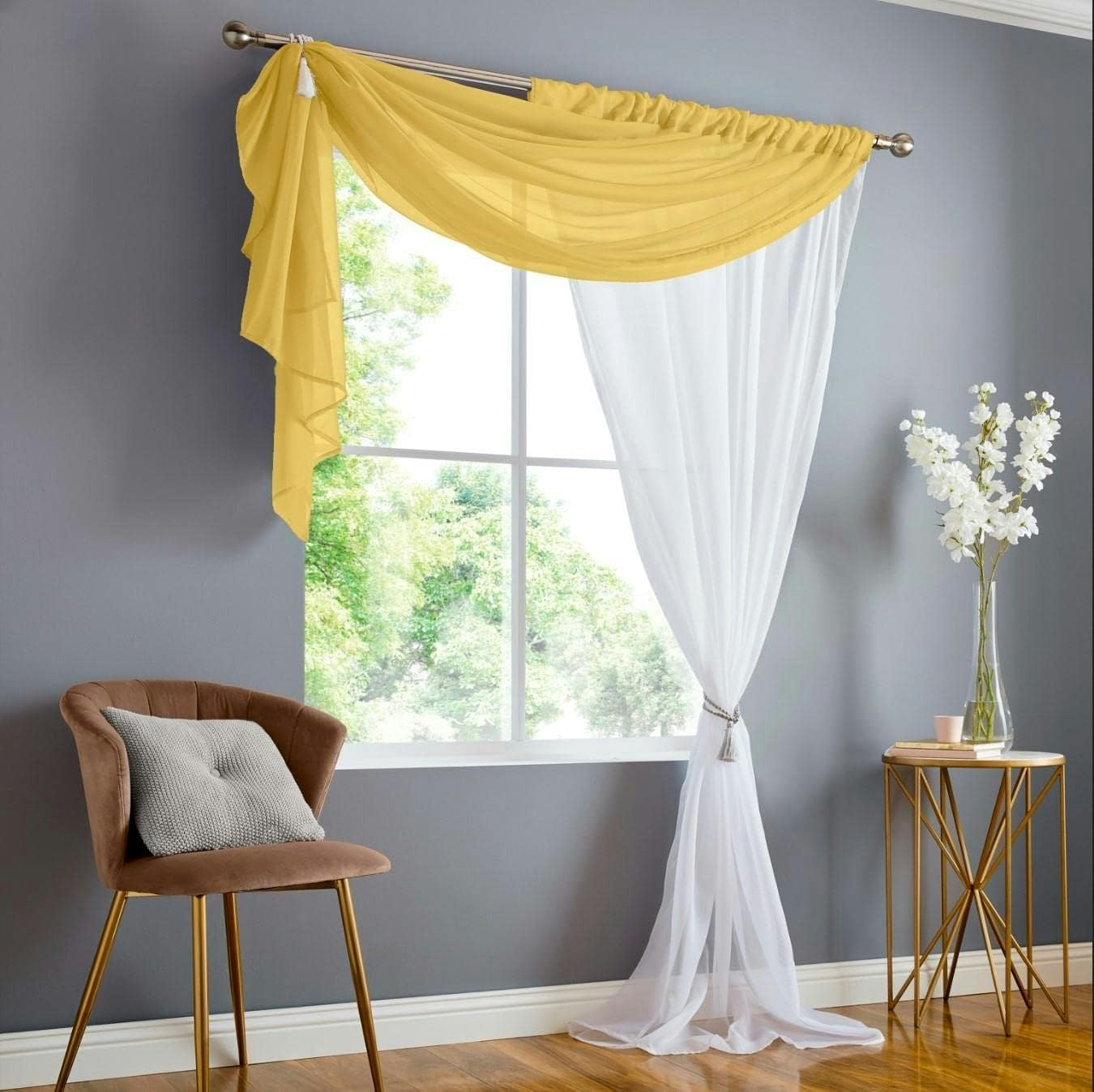Rackhams Yellow Double Voile Curtain Panels 229Cm - 229Cm