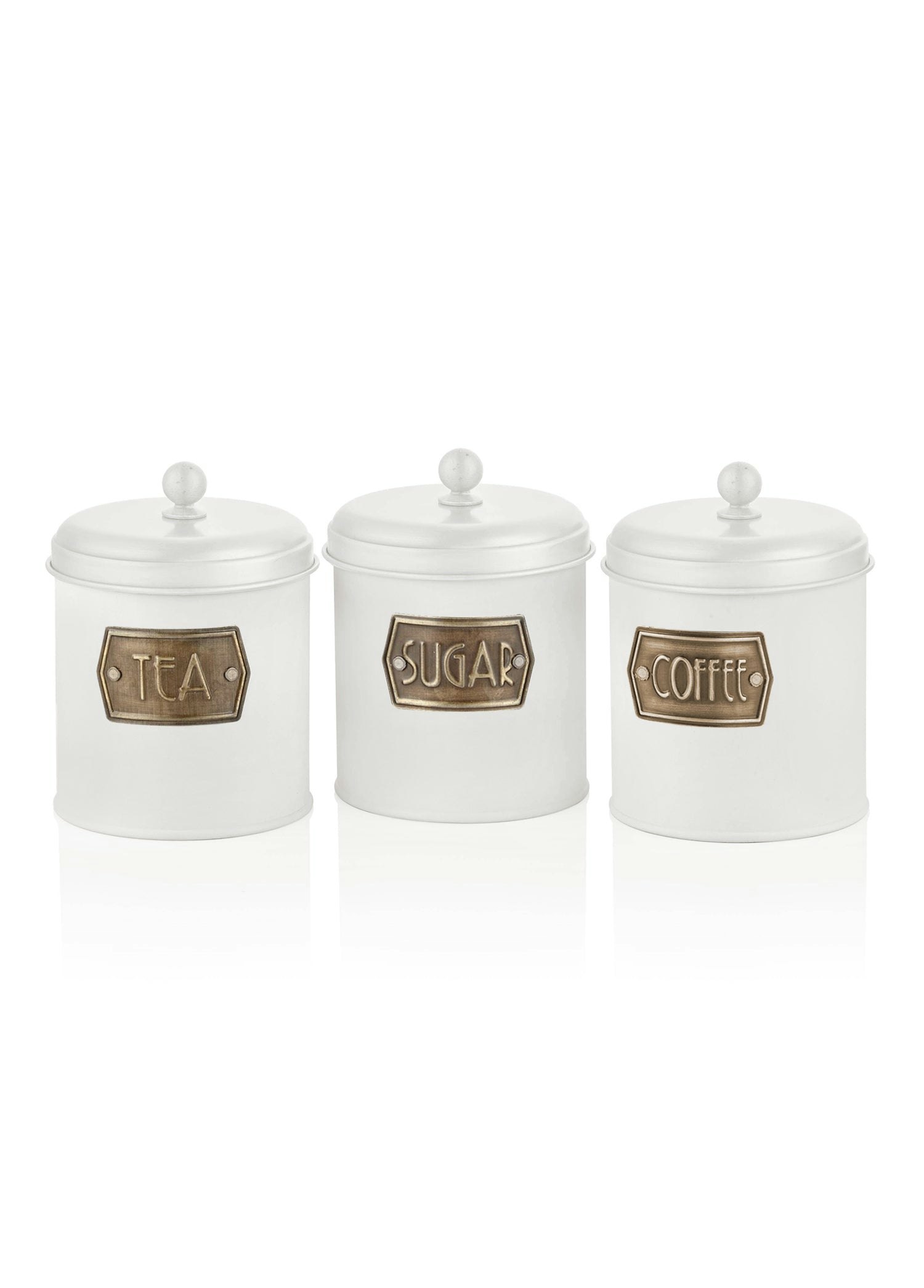Rozi White Coffee, Tea, And Sugar Canister Set - 17 Cm (H) 17Cm