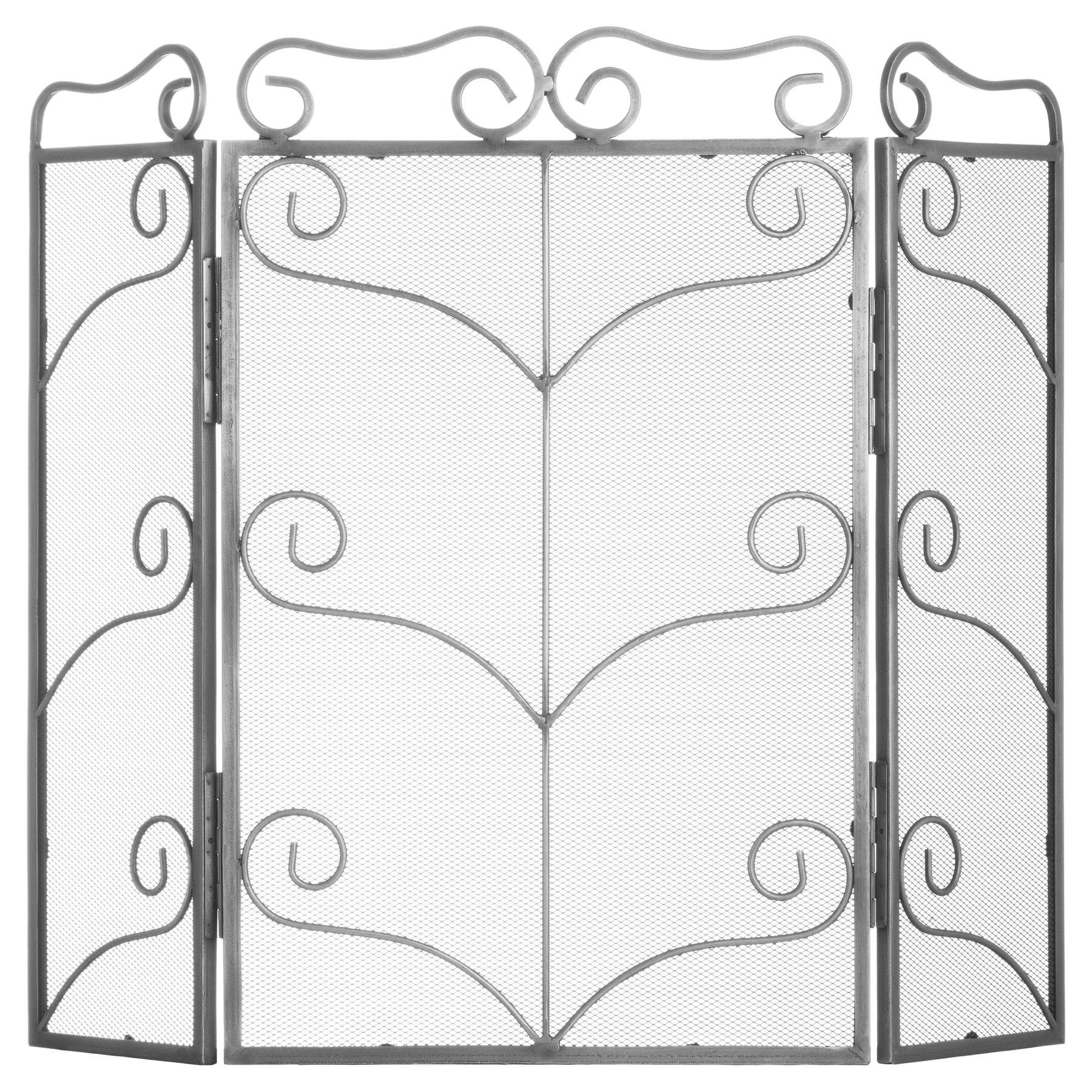 Hill Interiors Silver Large Ornate Fire Screen - Antique - One Size - Antique - 50% Metal/50% Steel