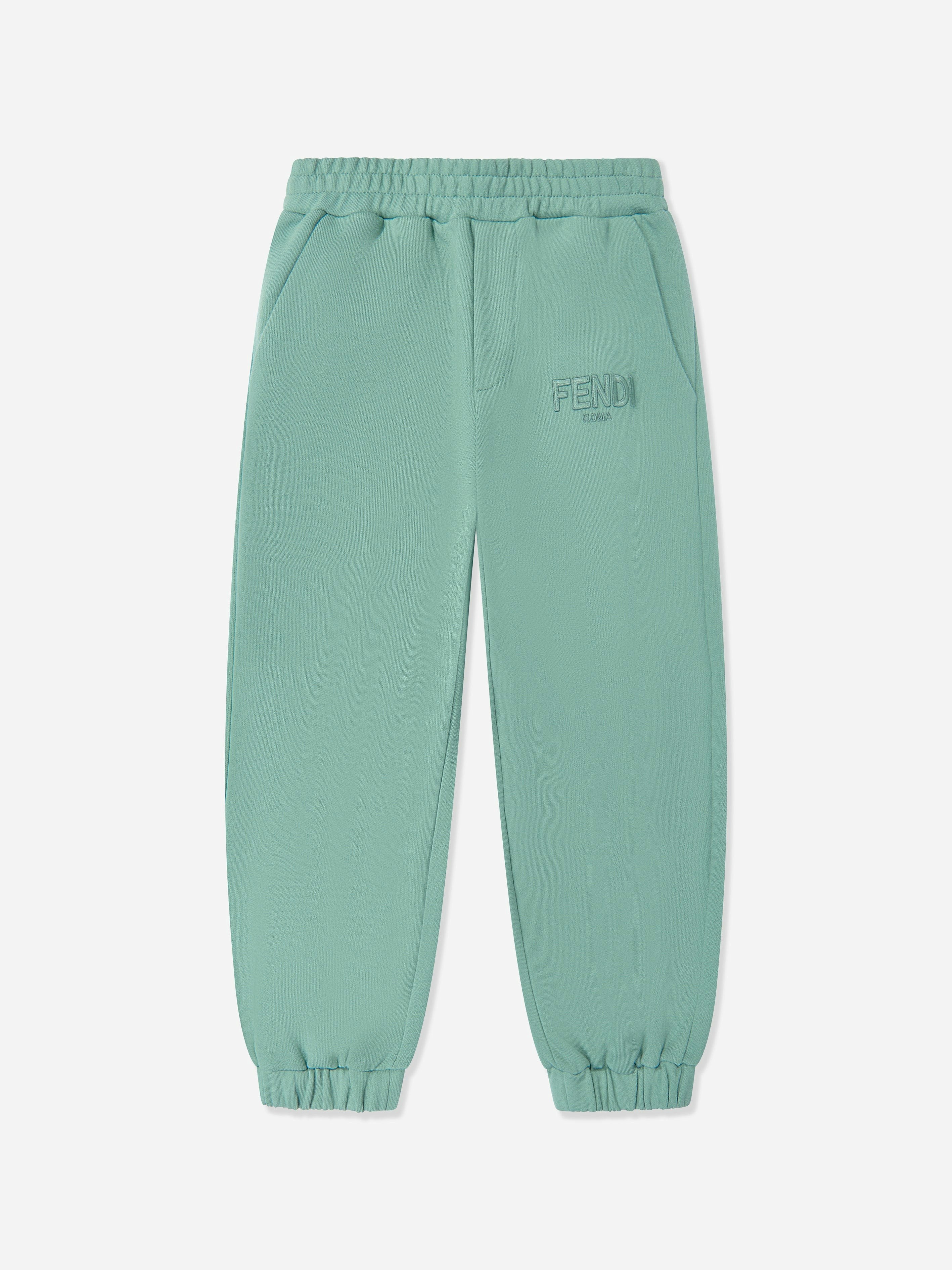 Fendi Kids Unisex Kids Green Logo Joggers In - 5 Yrs