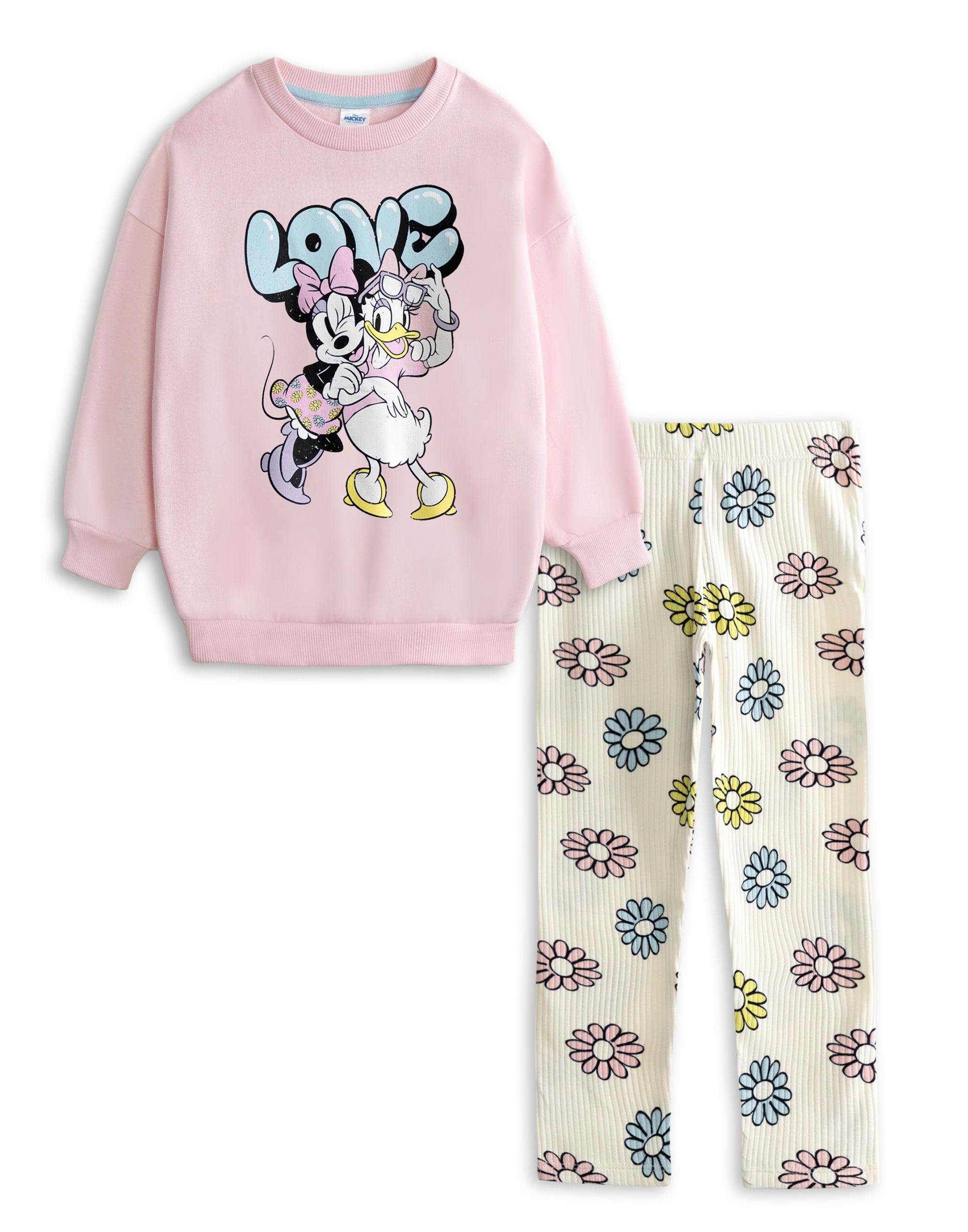 Vanilla Underground Girls Pink Disney Minnie Mouse Minnie Sweatshirt And Joggers Set - 18-24 Months