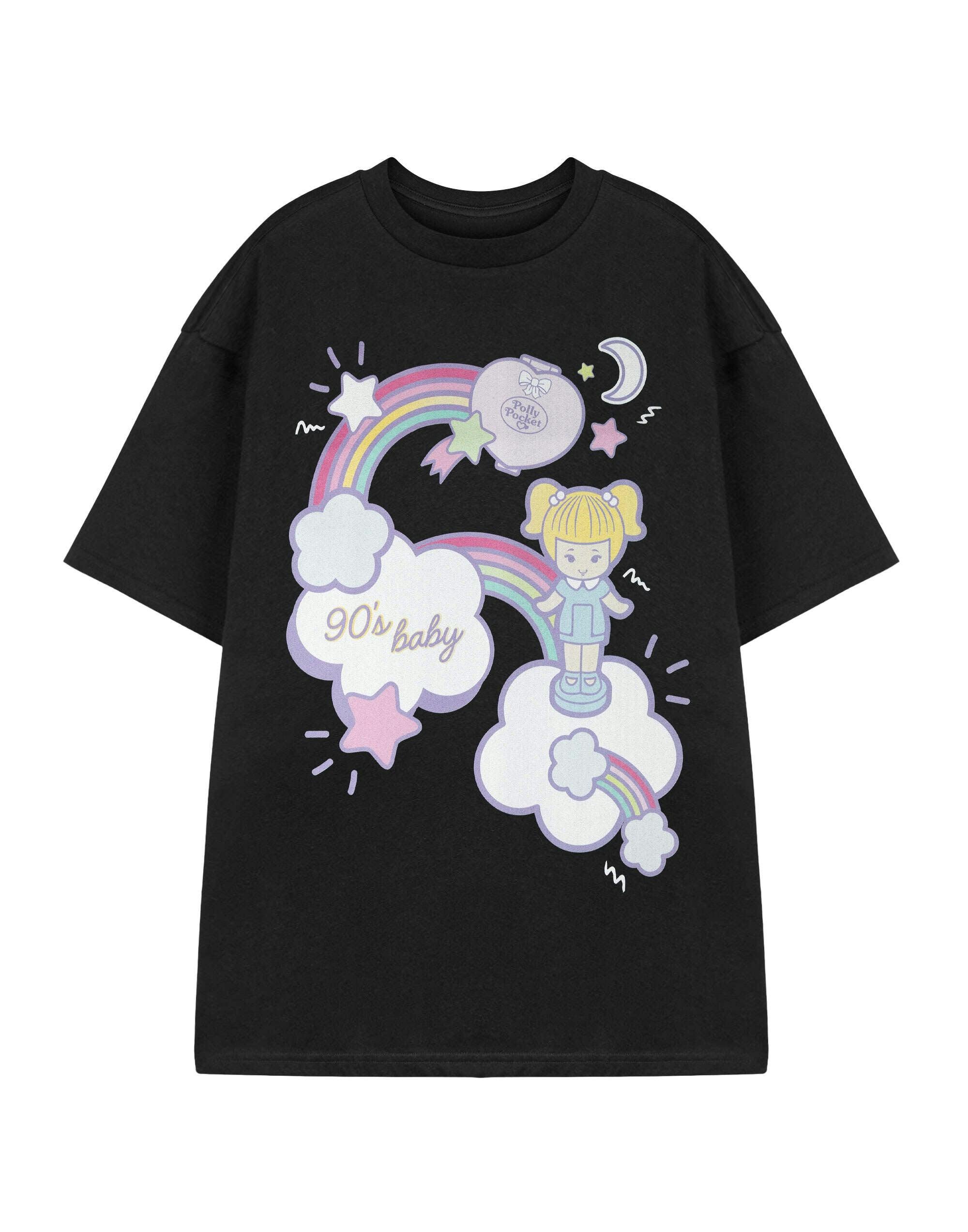 Vanilla Underground Women's Black Polly Pocket 90'S Baby Short Sleeved T-Shirt - Small