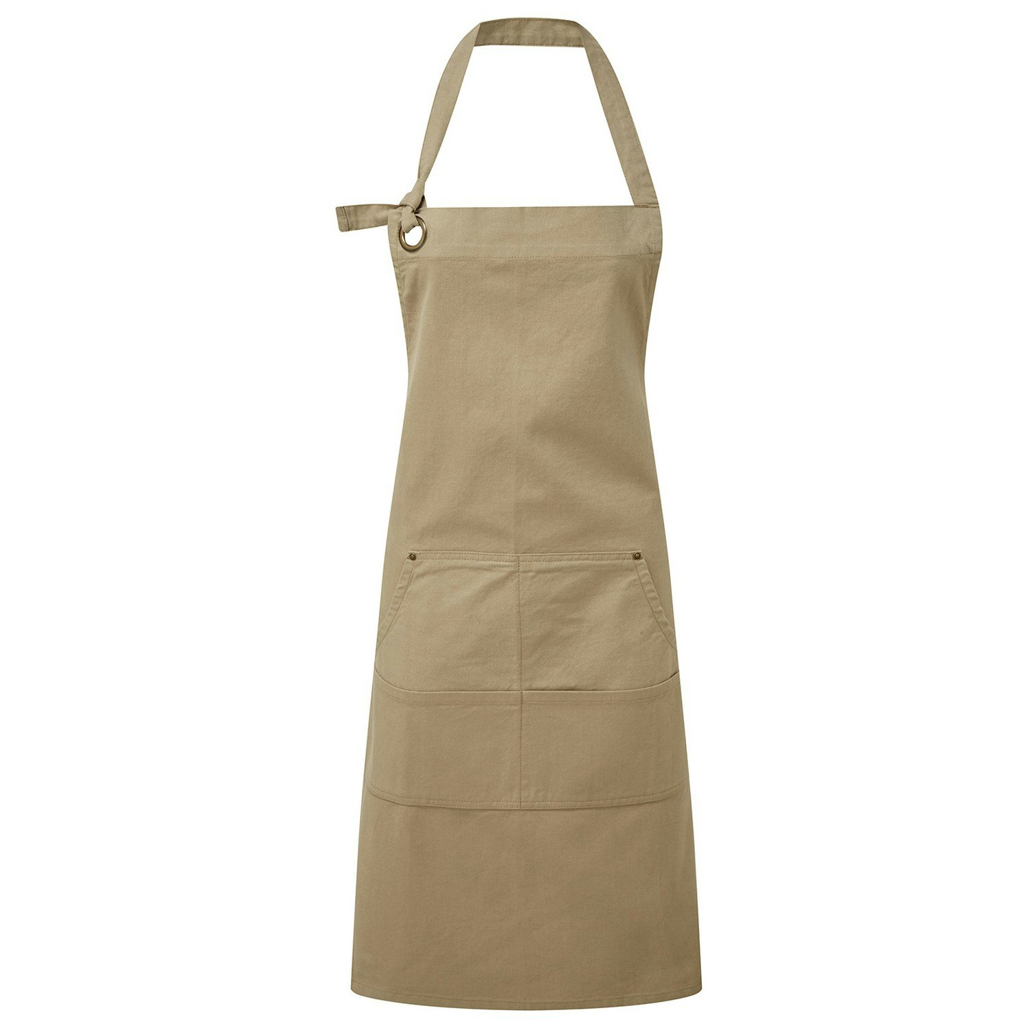 (One Size, Khaki Brown) Premier Unisex Adult Cotton Canvas Pocket Apron - Image 3