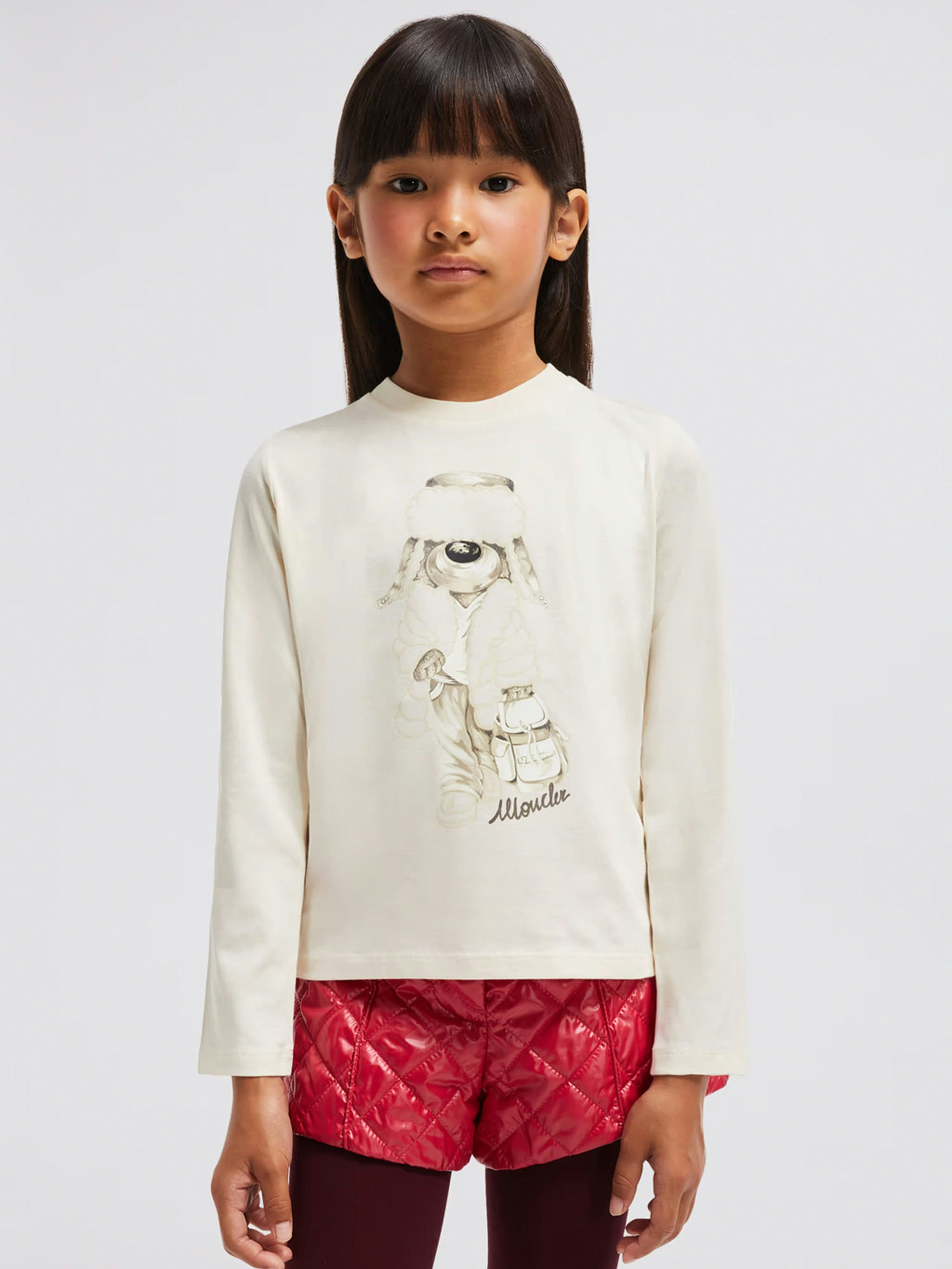 Moncler Enfant Girls Ivory Long Sleeve T-Shirt In - 10 Yrs