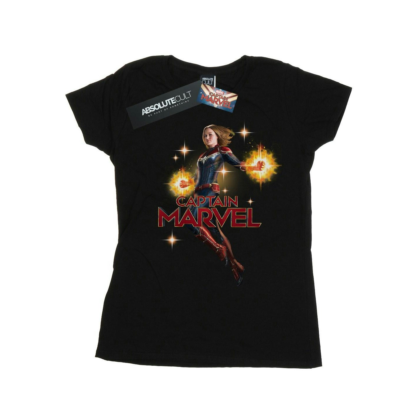 Marvel Women's Black / Captain Carol Danvers Cotton T-Shirt - Medium