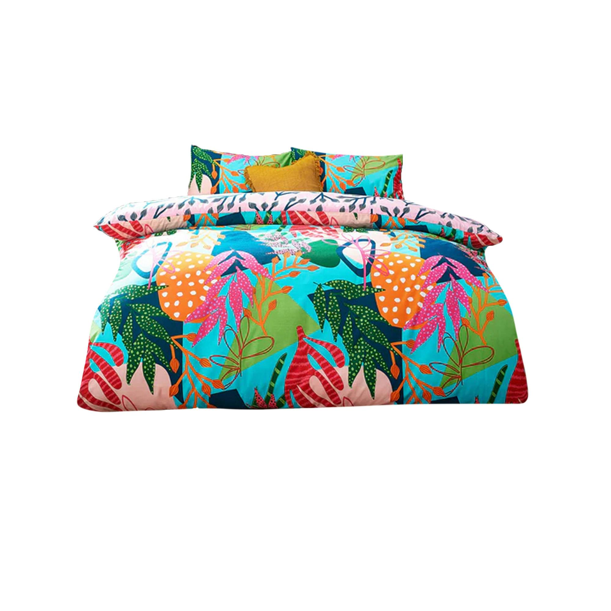 Rackhams Coralina Palm Leaf Duvet Cover Set - Multicoloured - King - Multicoloured - 50% Cotton/50% Polyester