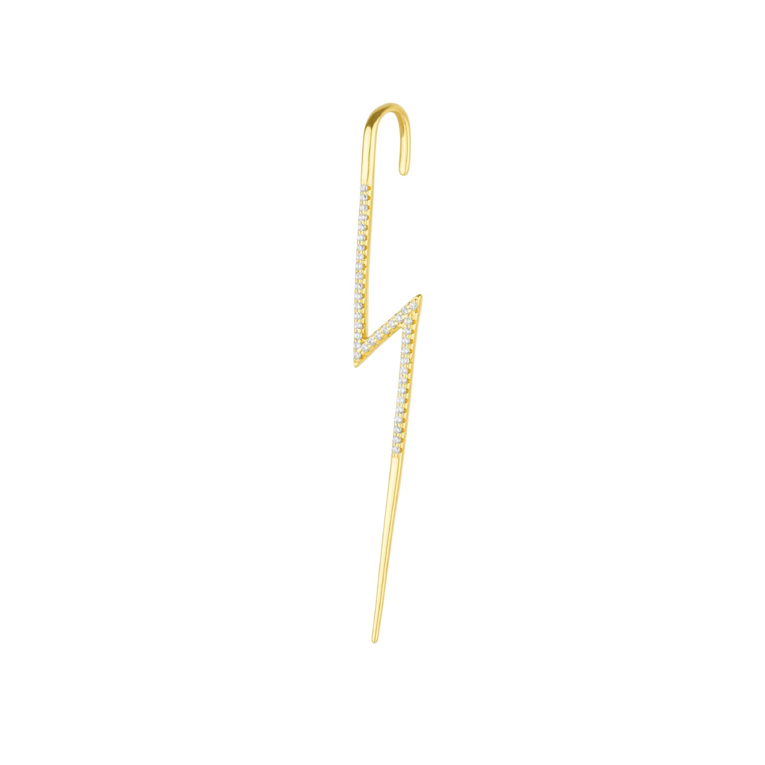 Spero London Silver/White/Gold Sterling Lightning Bolt Ear Crawler With Sparkling Gemstones