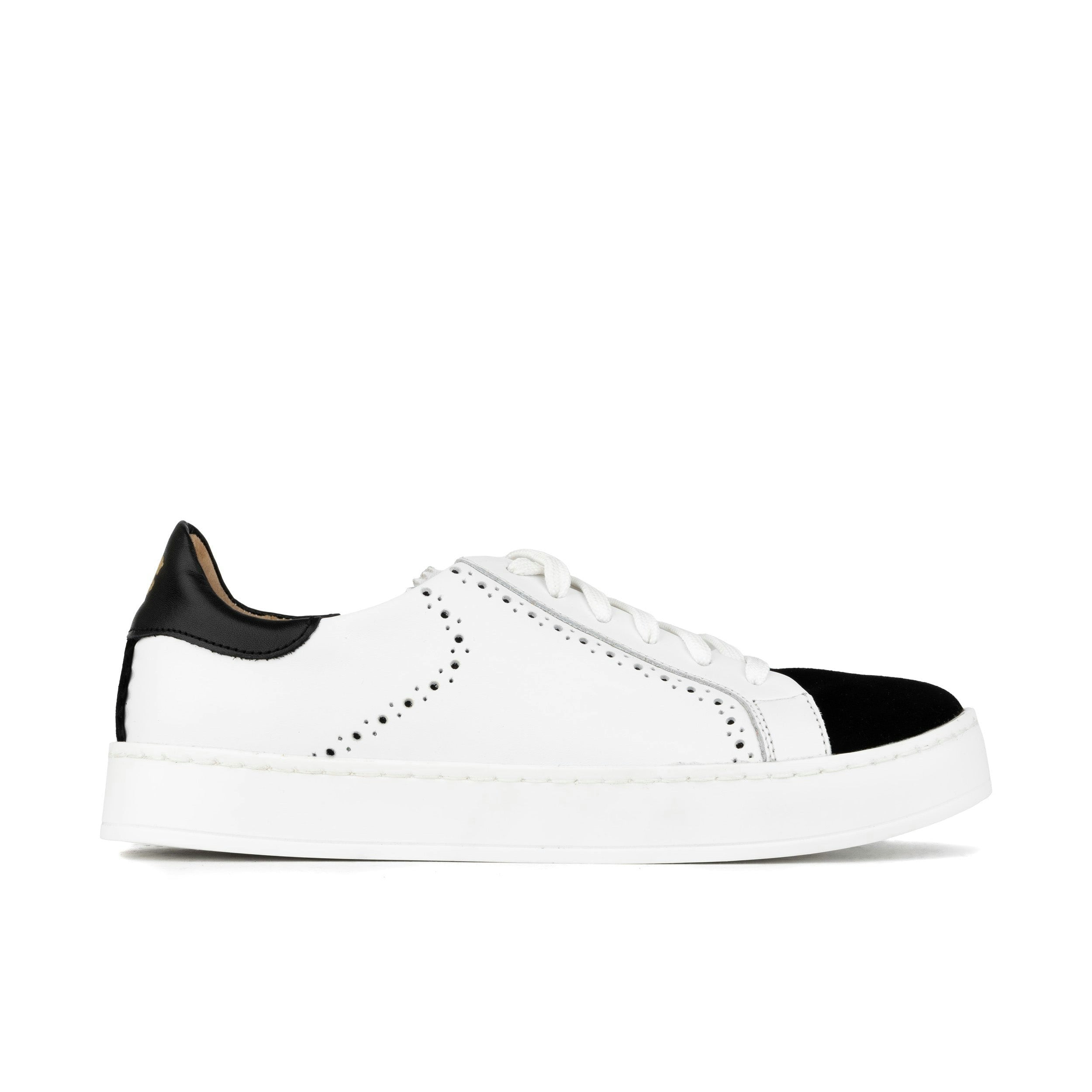 Embassy London Women's Black/White Serena - & - ’S Leather Trainer With Brogue Details - Uk 6 / Eu 39 / Us 8