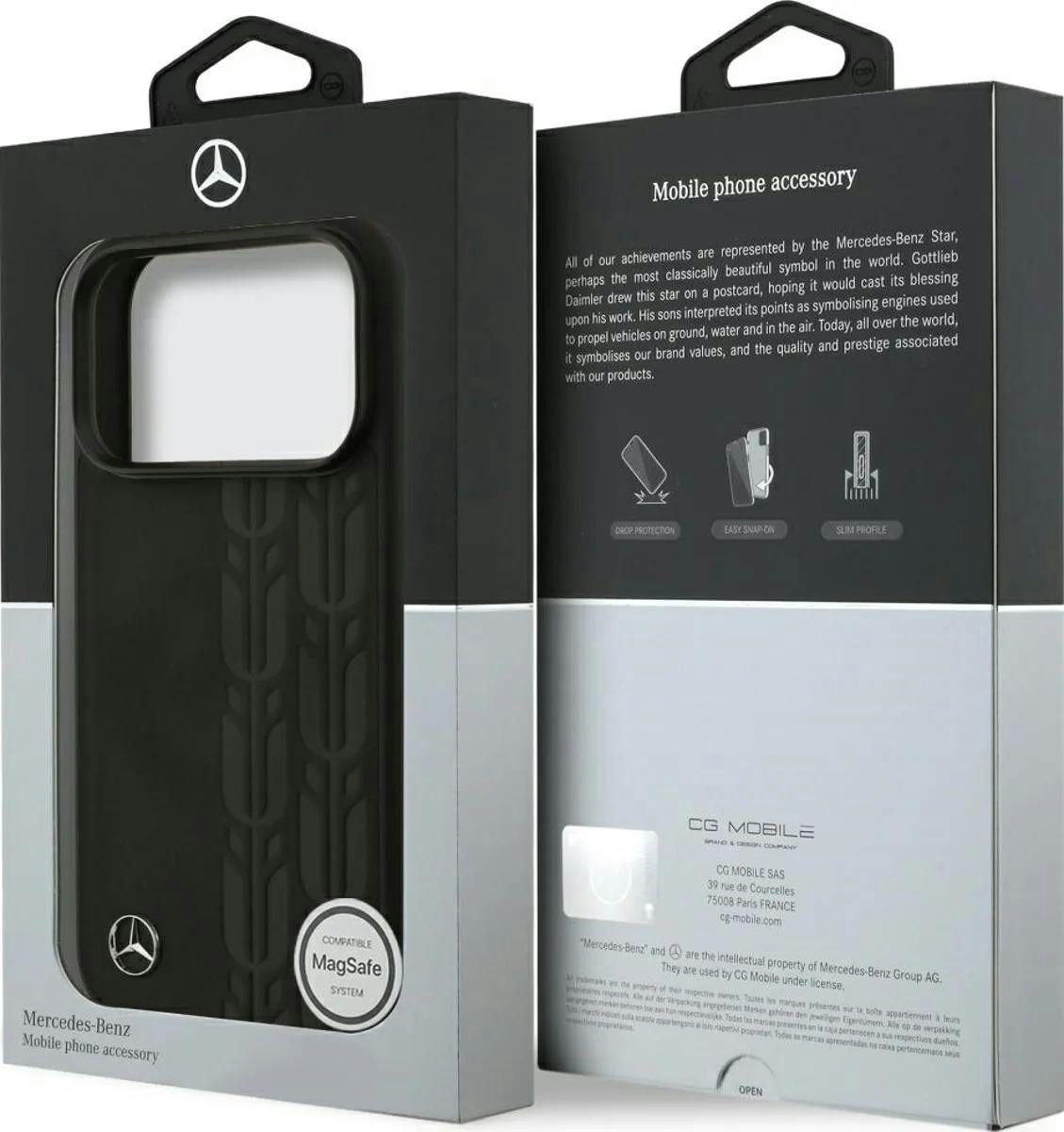 Mercedes Black Leather Laurel Leaves Case With Magsafe For Iphone 17 Pro 6.3" - Mehmp17l25rdslak