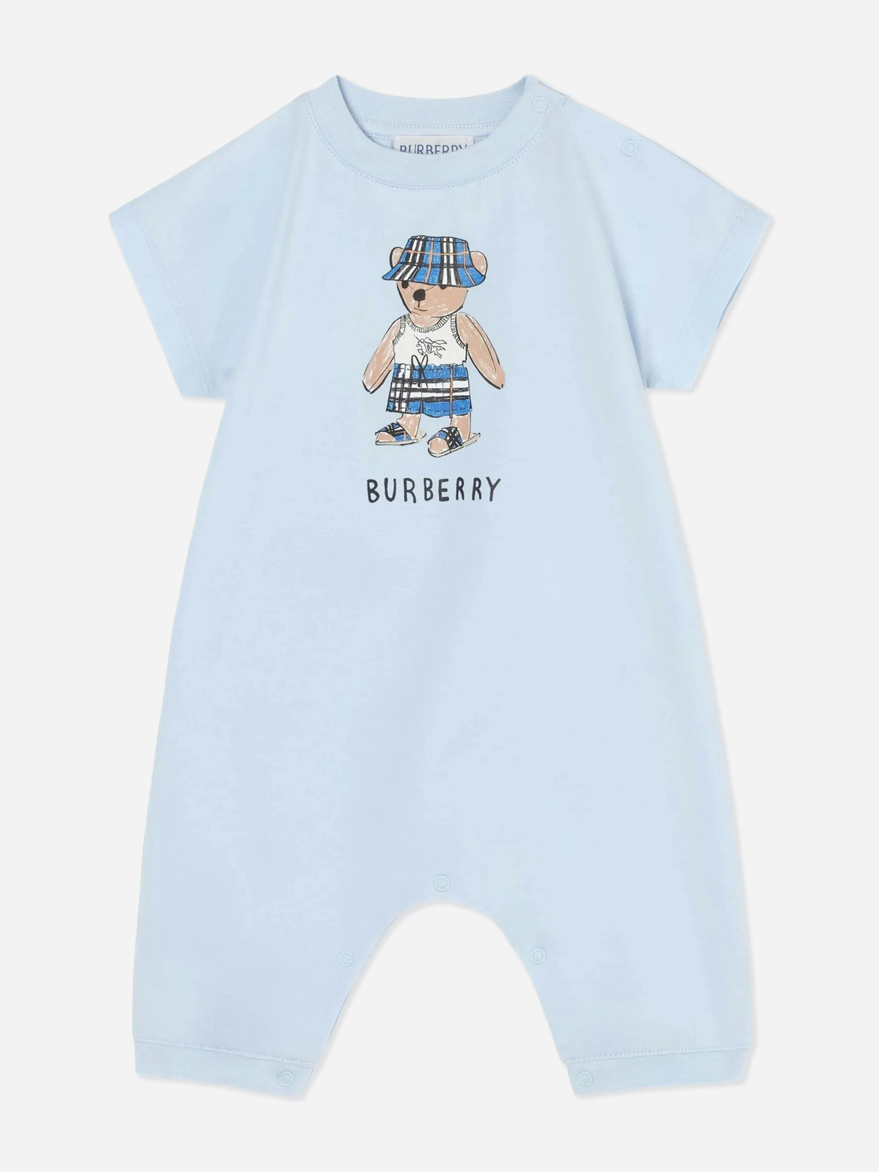 Burberry Kids Boys Blue Burberry Jensen Teddy Surf Romper In - 18 Months