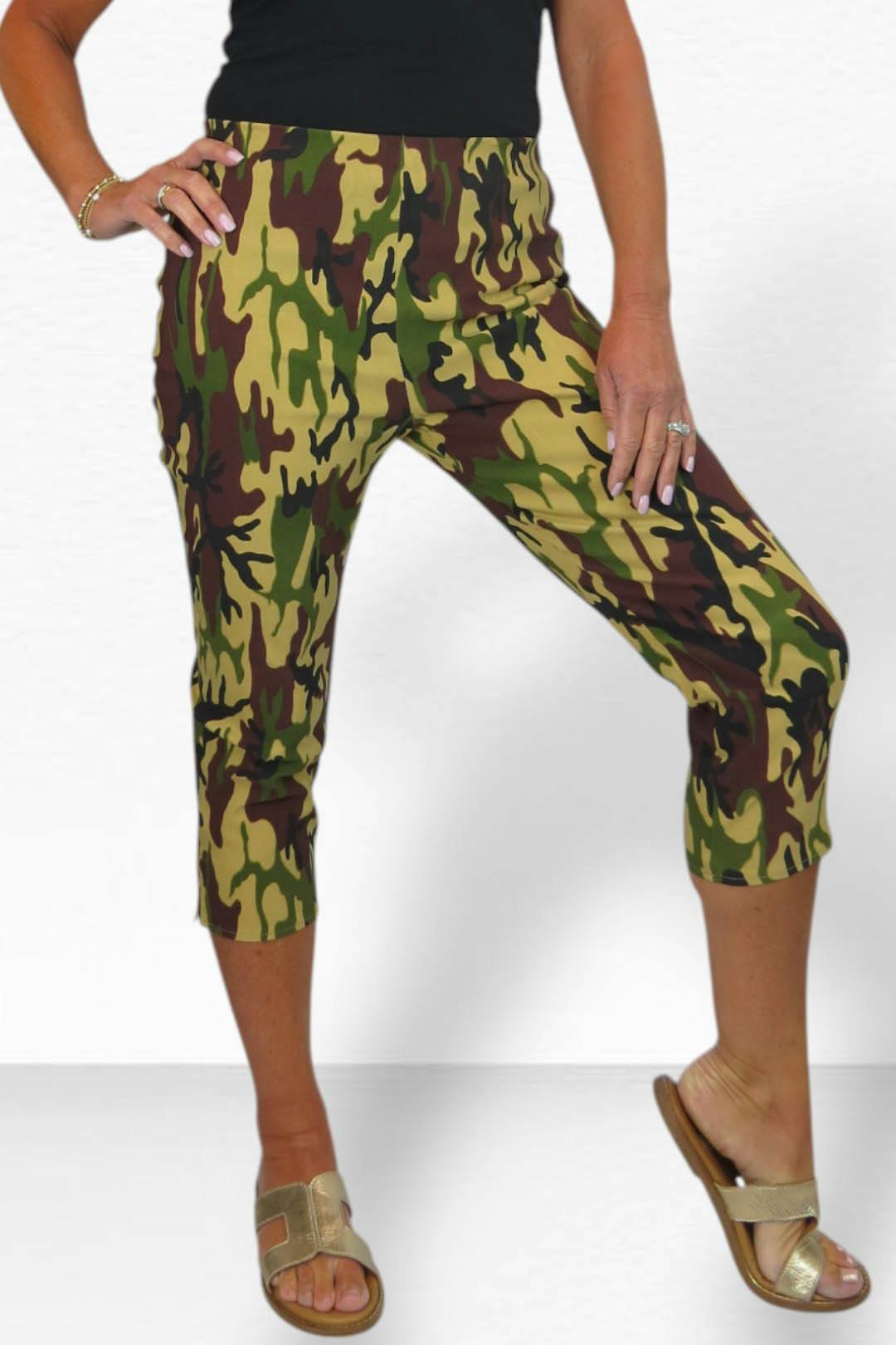 Paulo Due Women's Slim Leg Elastic Waist Cropped Trousers - 12 - Multi