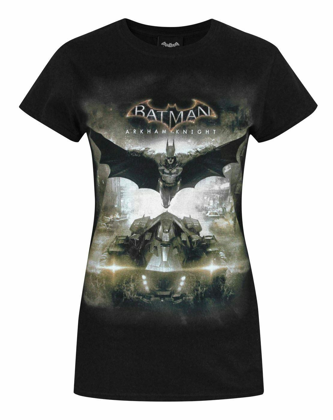 Vanilla Underground Women's Black Dc Comics Cover Art For Batman Arkham Knight Video Game Short Sleeved T-Shirt - X-Large