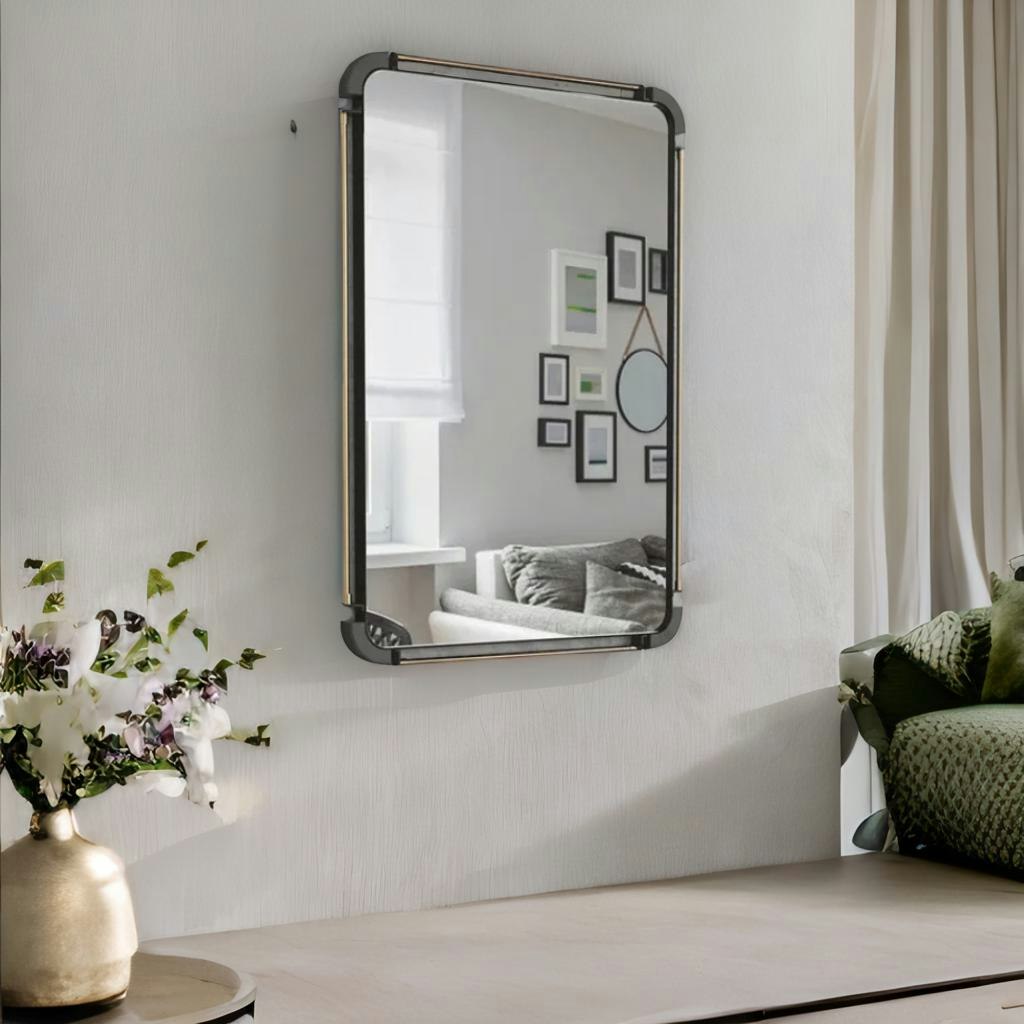 Rackhams Black Industrial Large Rectangular Wall Mirror