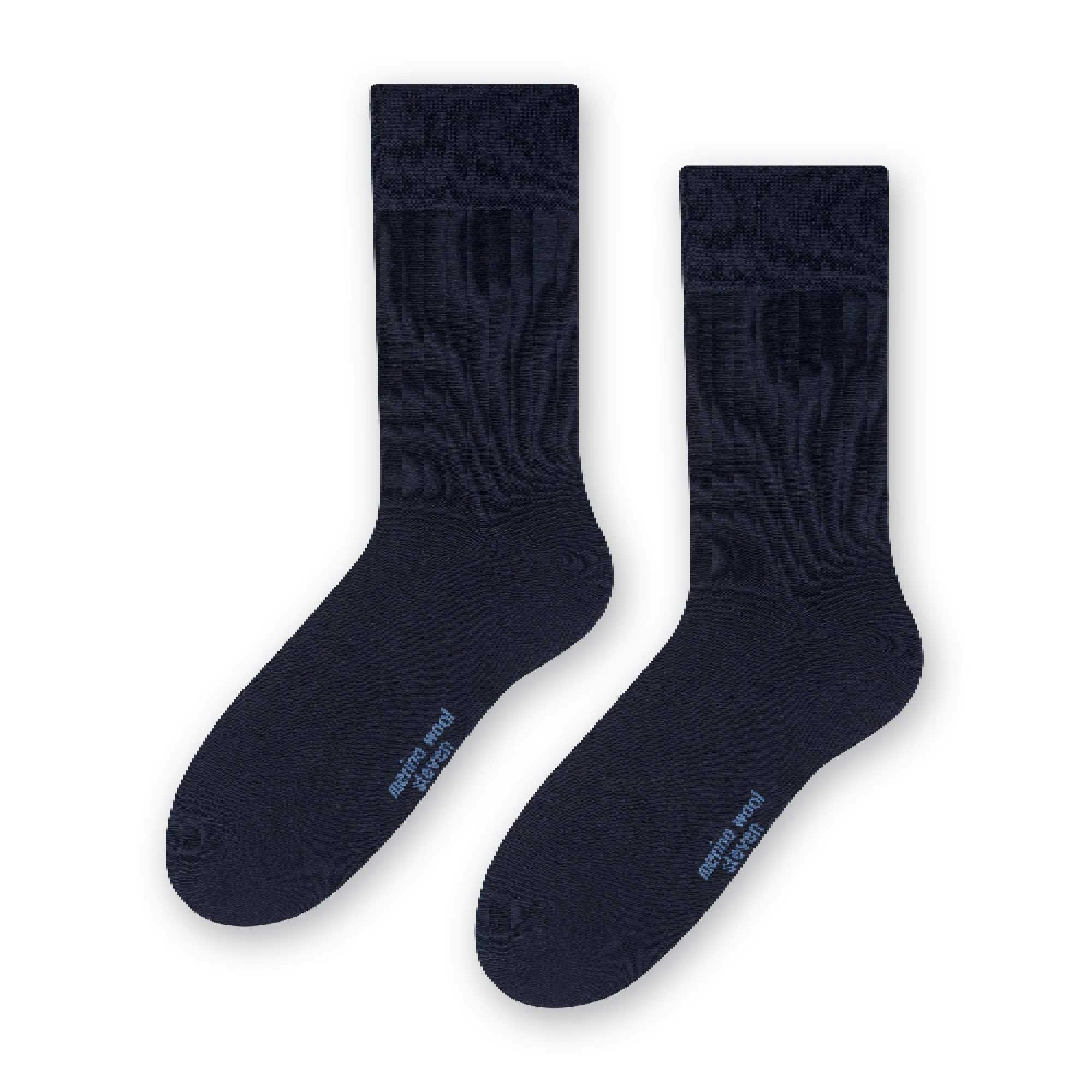 Steven Men's Grey/Black/Dark Warm Soft Merino Wool Ribbed Dress Socks - Navy Size 9-11 Uk