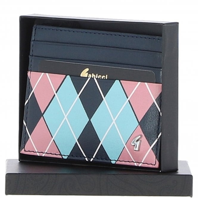 Gabicci Pink/Blue Real Leather Card Holder: Gb-139-Ap - Navy/ - One Size - Leather