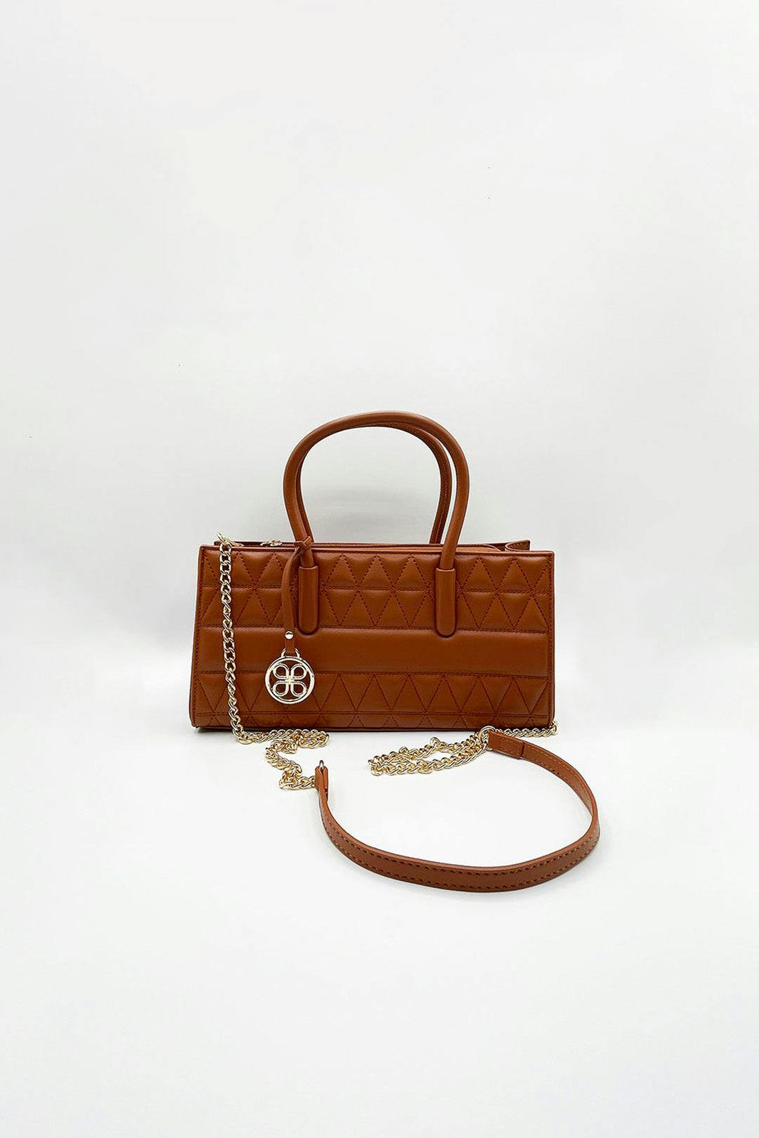 Svnx Women's Brown Faux Leather Luxe Quilted Top-Handle Crossbody Bag In - Image 5
