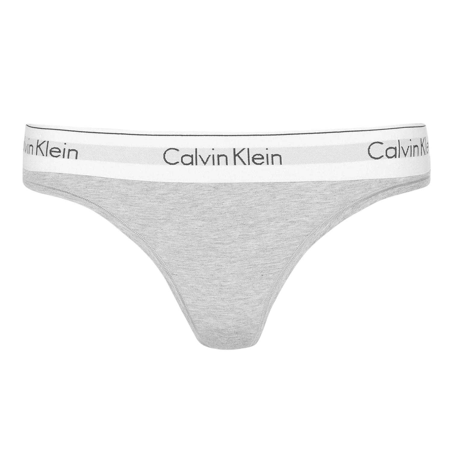 Calvin Klein Women's Grey Logo Cotton Blend Thong - 20 Uk - 100% Mixed