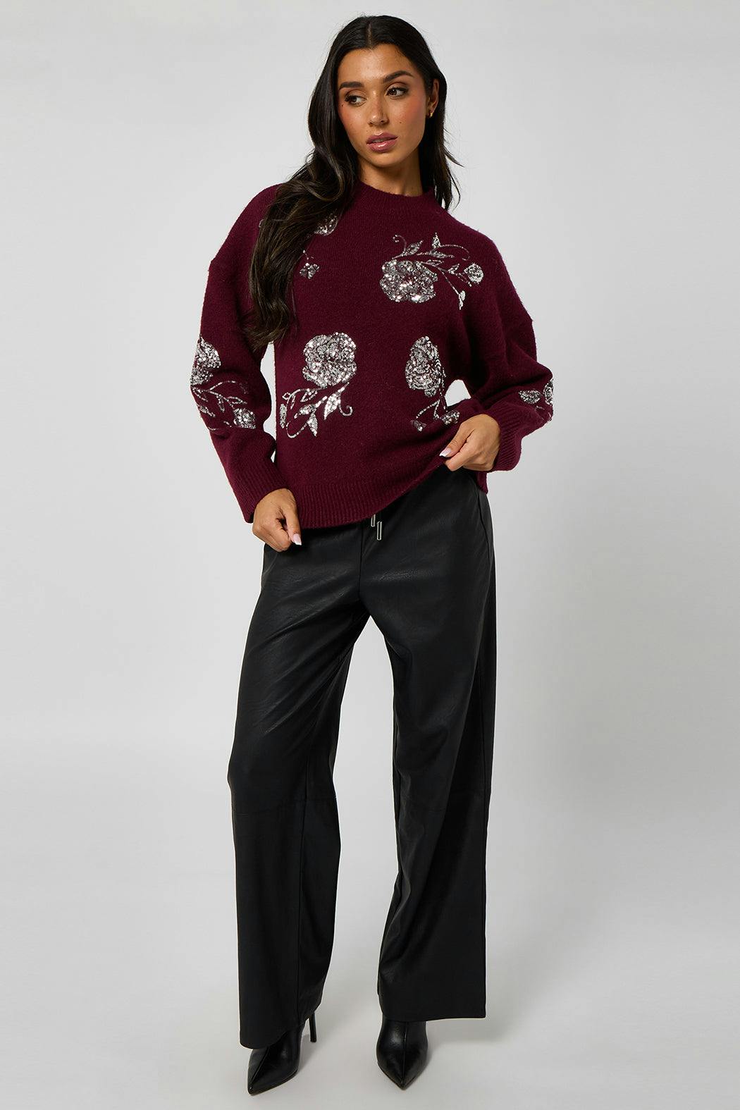 Urban Bliss Floral Sequin Embroidery Jumper - M