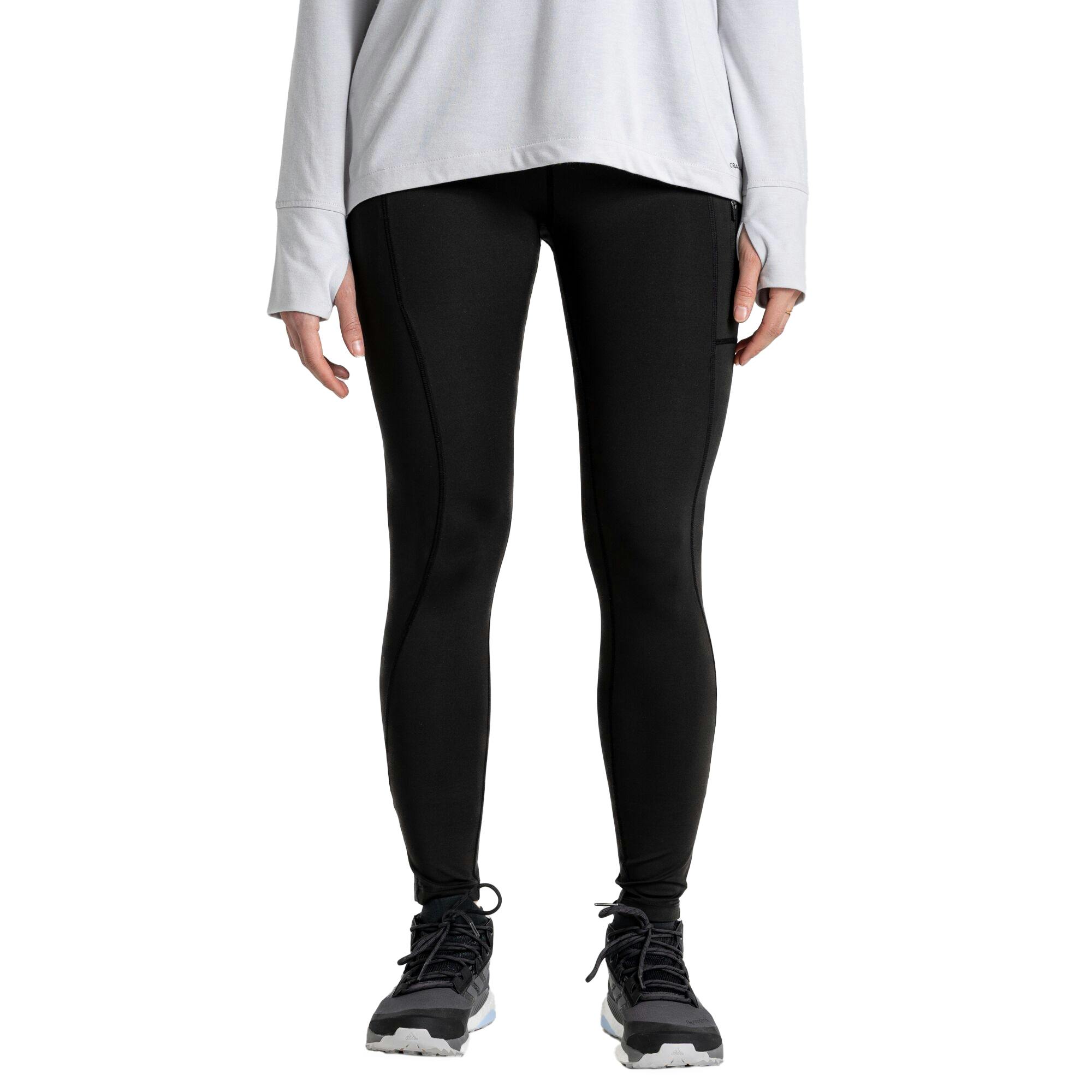 Craghoppers Women's Black / Kiwi Pro Plain Leggings - 18 Uk R - 77% Polyester/23% Elastane