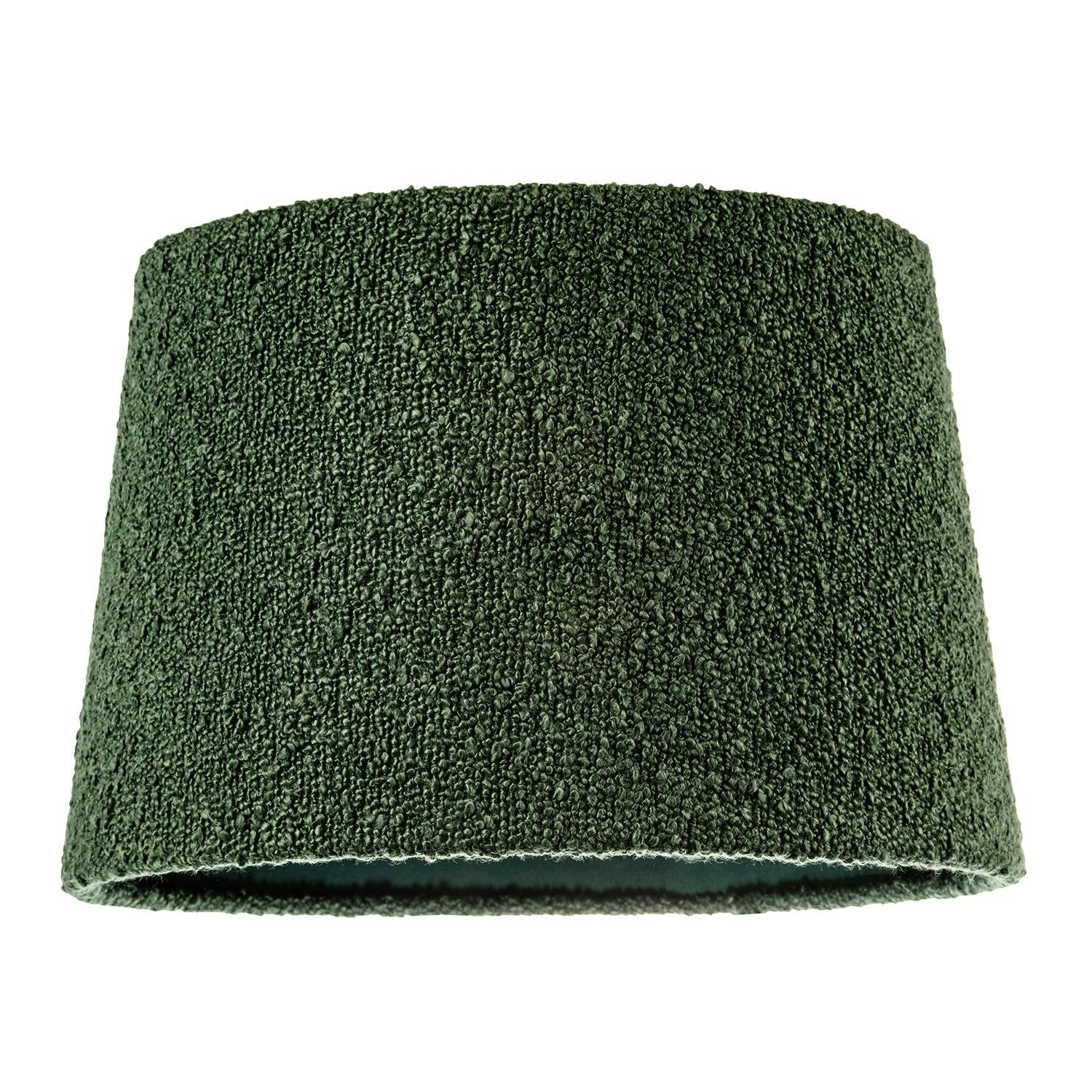 Rackhams Green Elegant Rich Forest Tapered Lampshade In Boucle Lamb Wool Fabric