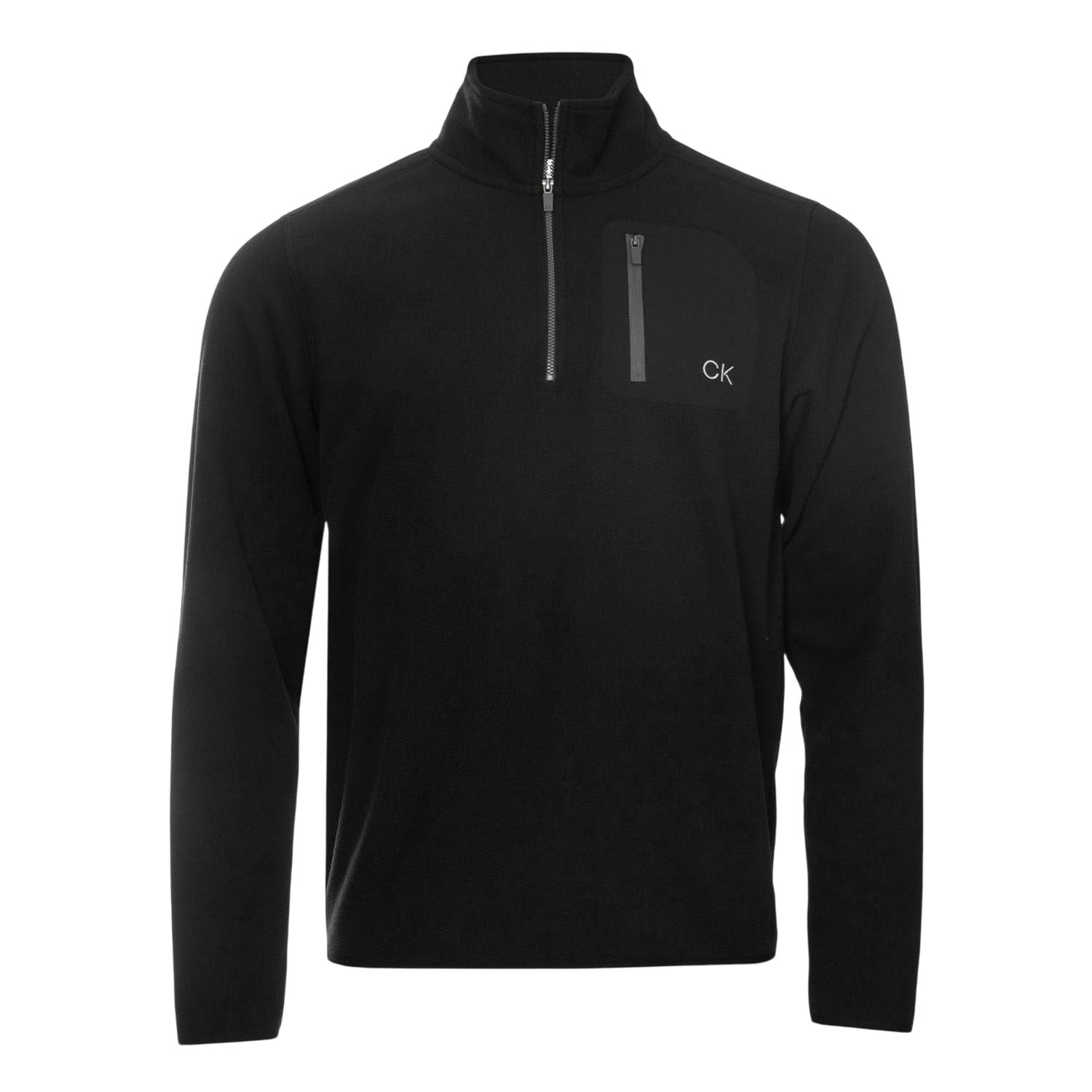 Calvin Klein Men's Black Planet Zip Pocket Golf Fleece - L - 100% Polyester