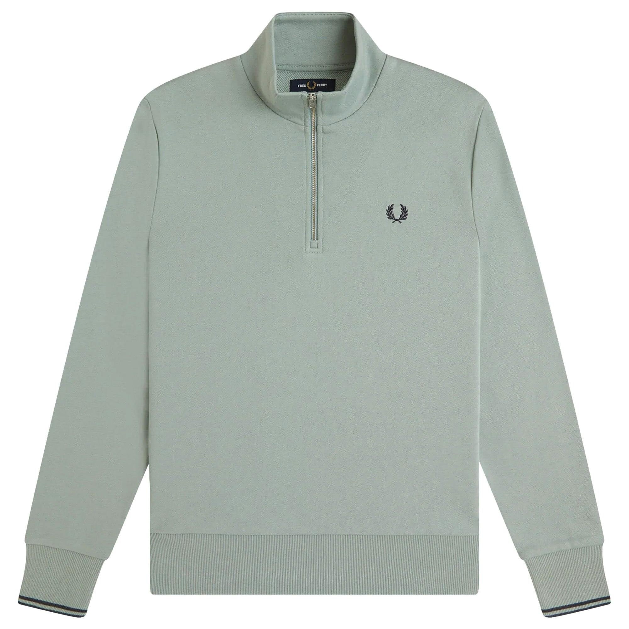 Fred Perry Silver/Blue/Dark Half Zip Sweatshirt - / Airforce - Large