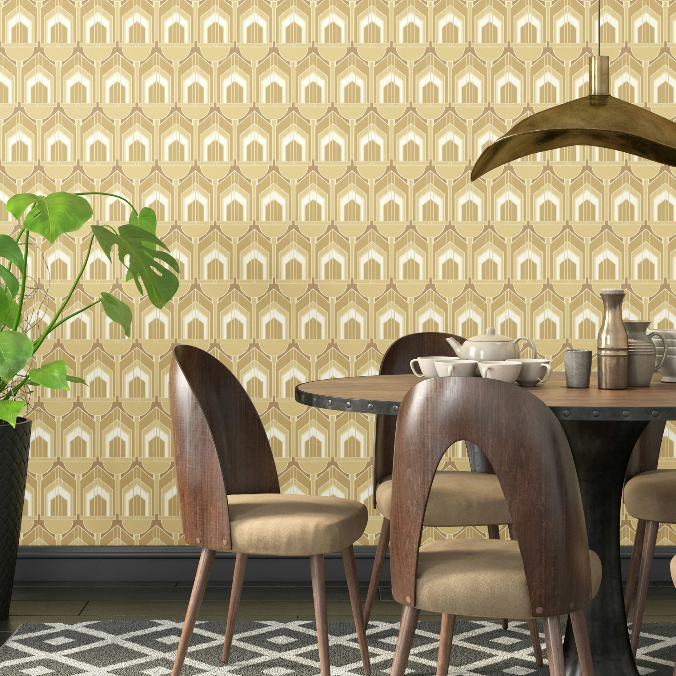 Rackhams Gold Deco Arch - 10M Wallpaper