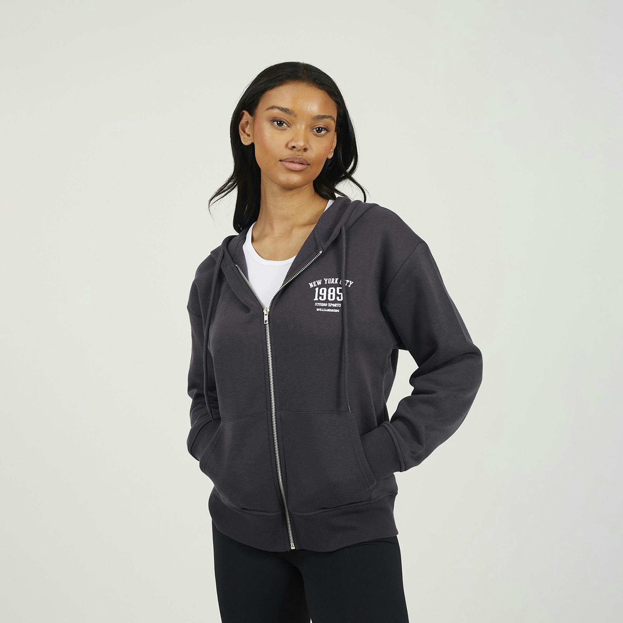 Brave Soul Zip Through Hoodie - Charcoal - Charcoal - Xs