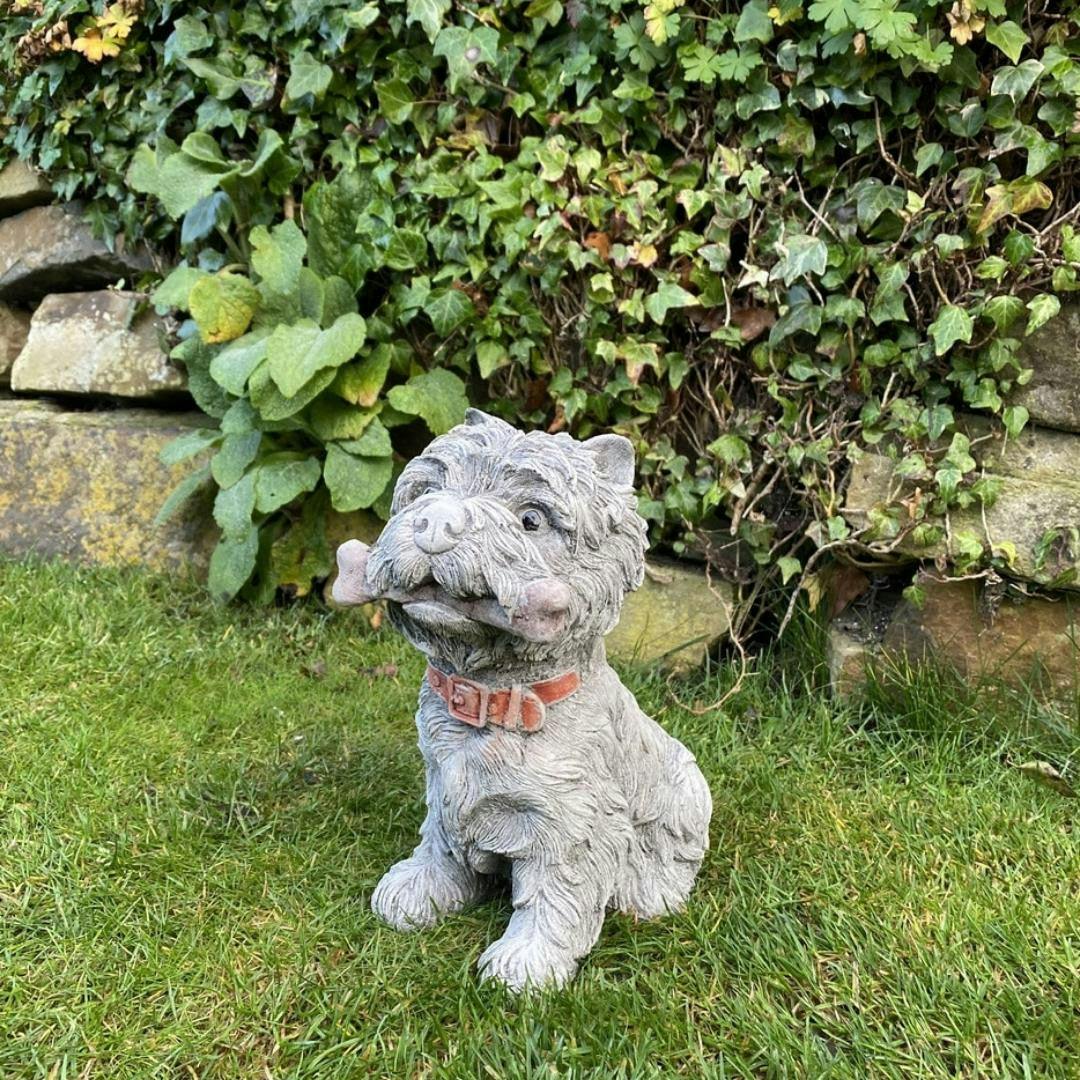 Rackhams Small Westie Terrier Chewing Bone Stone Ornament