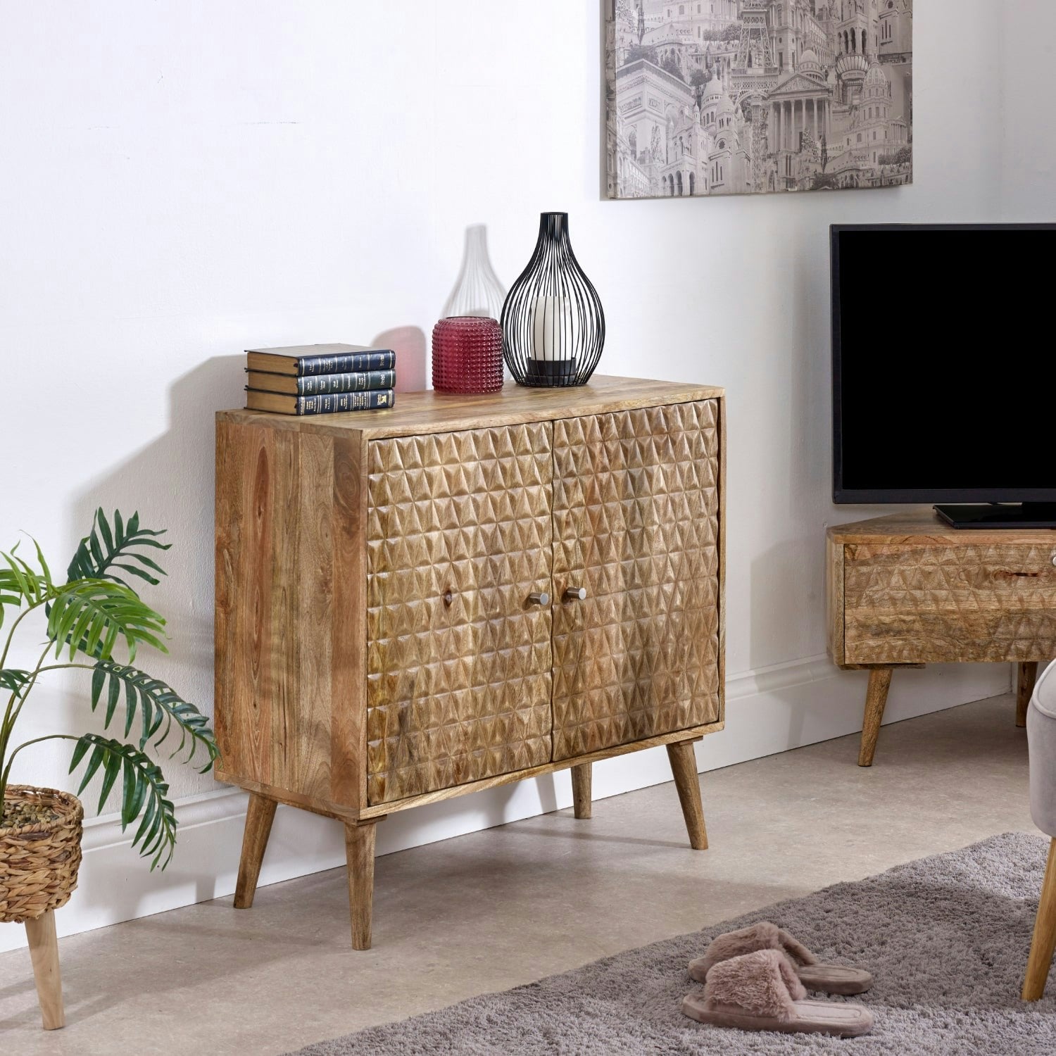 Ih Design Light Zenon Mango Wood 2 Door Sideboard - Lacquered - Wood - 1
