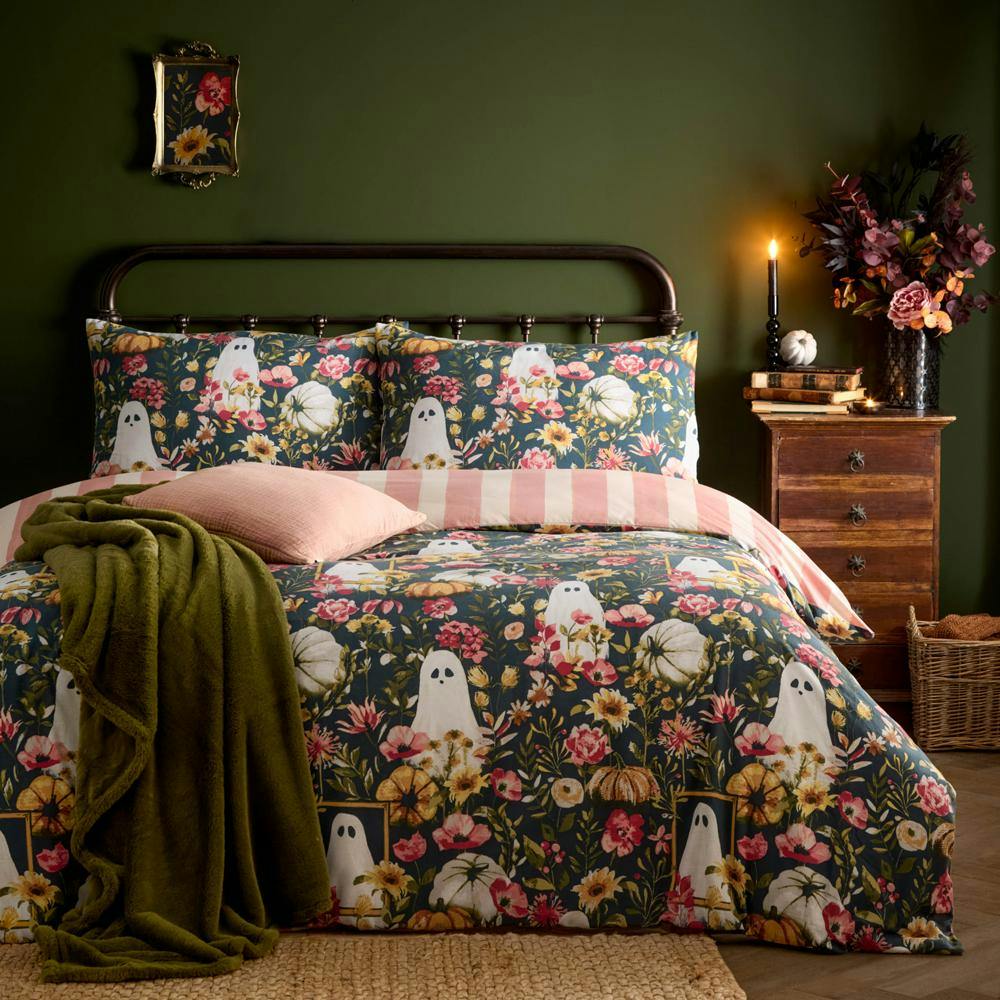 Rackhams Bootanical Reversible Printed Duvet Cover Set - Multicoloured - Double - Multicoloured - 52% Polyester/48% Cotton