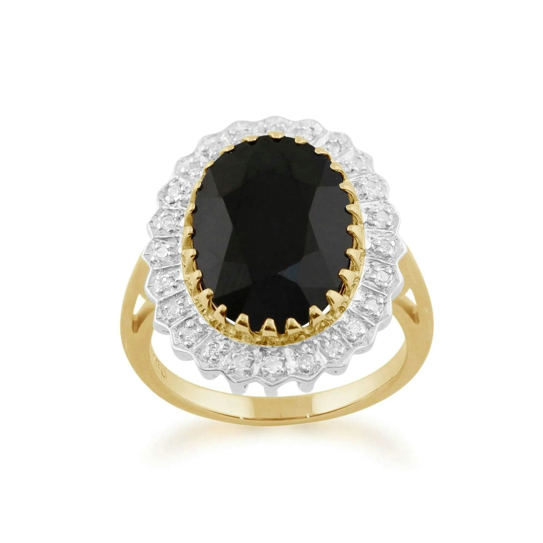 Gemondo Dark/Gold Classic Sapphire & Diamonds Luxe Ring In 9Ct - S