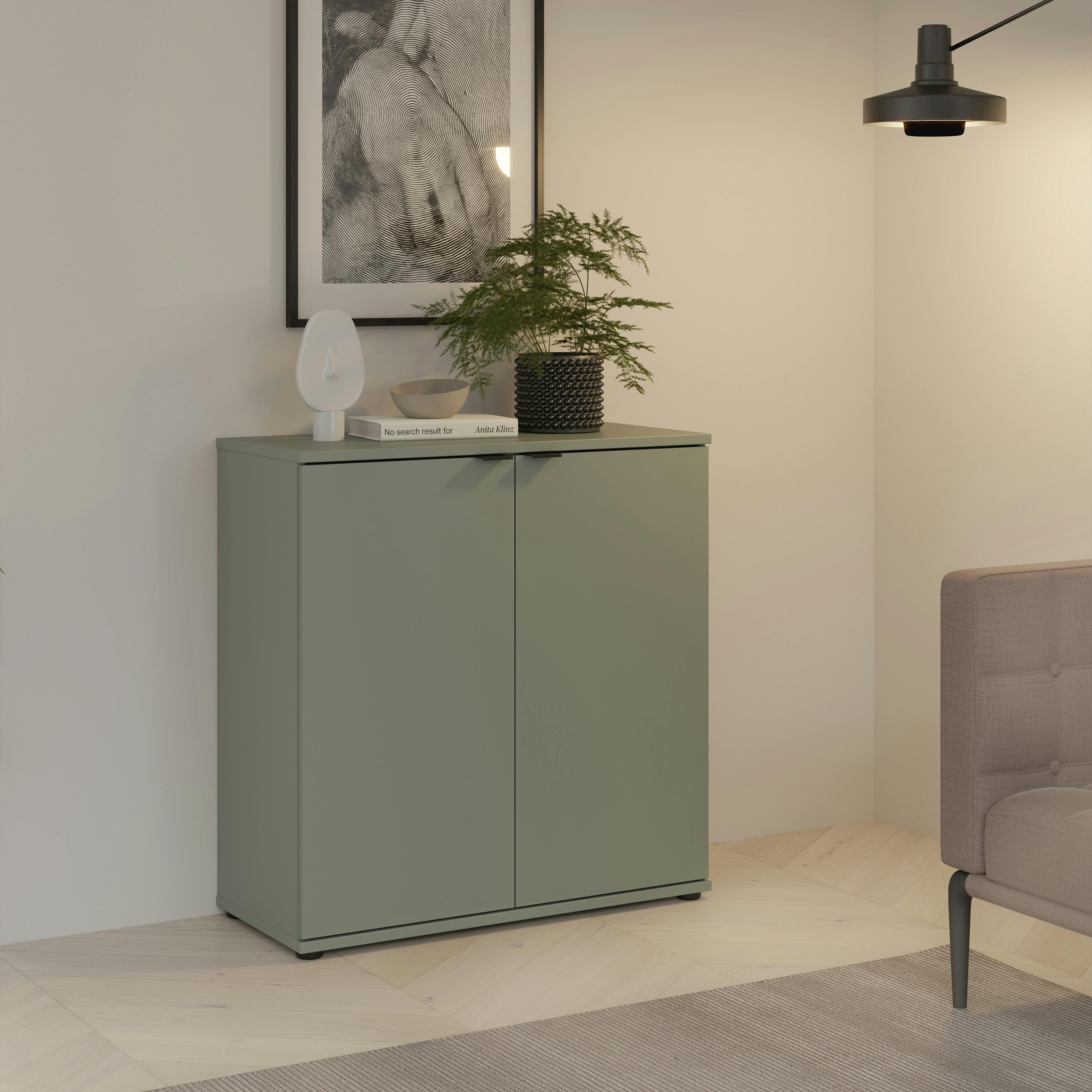 Furniture To Go Green Ganymede 2 Door Cupboard In Sage - W 80.1 X H 82.3 X D 34.1Cm - 1 - Manufactured Wood