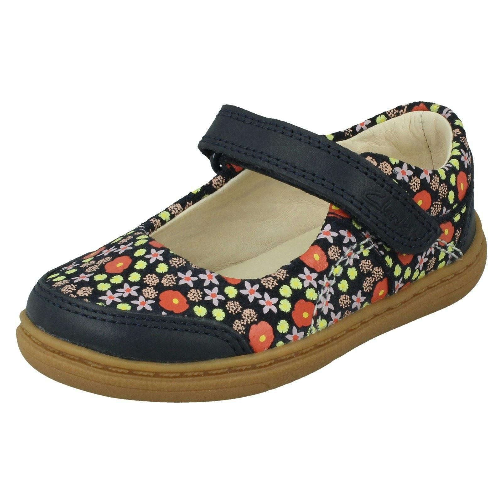 Clarks Girls Casual Shoes Flash Bright - Navy Combi - Uk 4 Infant - G