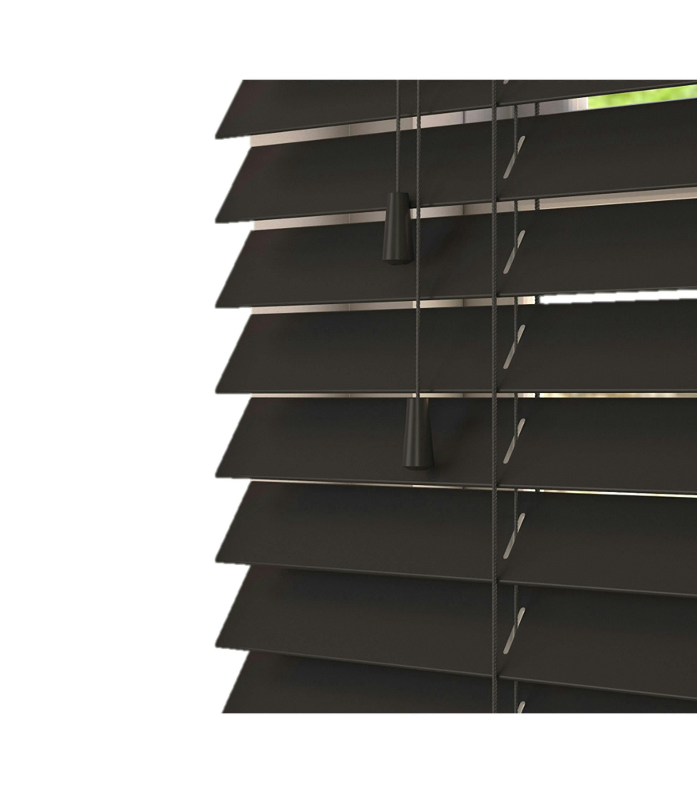 Rackhams Onyx Smooth Finish Faux Wood Venetian Blinds With Strings (130Cm Drop) - 190Cm