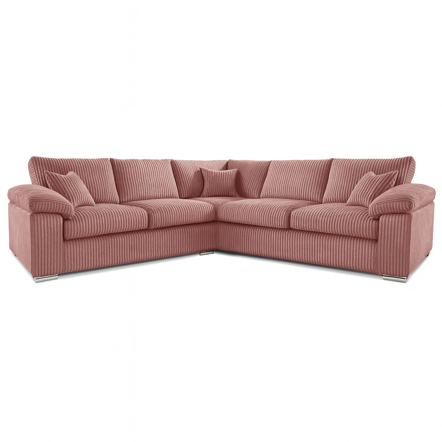 Rackhams Pink Delta Full Jumbo Cord 5 Seater Corner Sofa