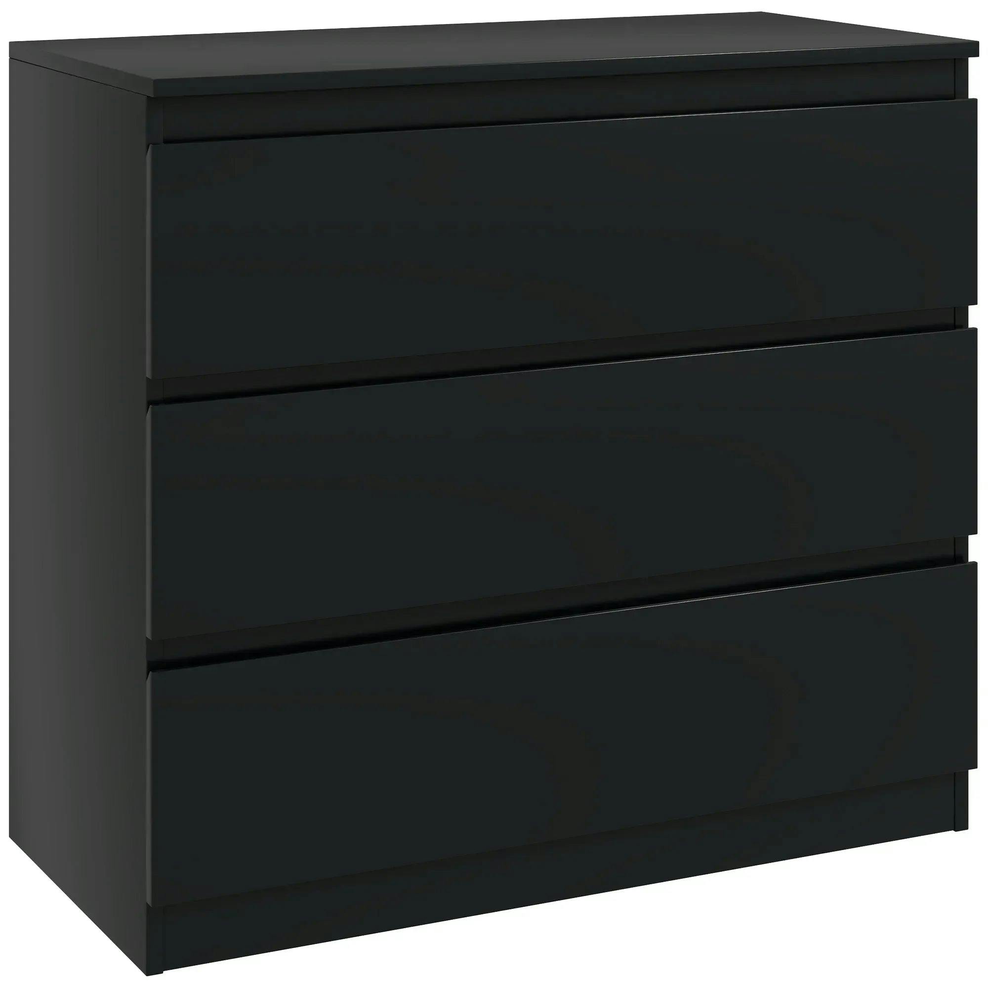 Portland 3 Drawer Black Chest of Drawers - Bedroom Storage - Particle Board - Image 7
