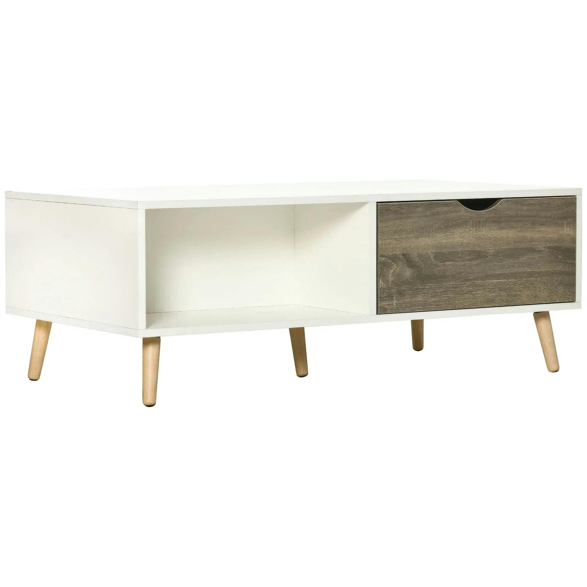 HOMCOM Modern Coffee Tables for Living Room w/ Storage Shelves, White - Image 5