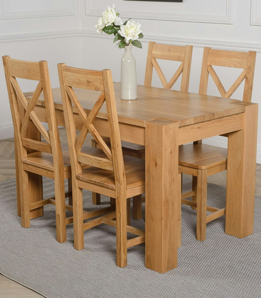 That's Furniture Grain Kuba Oak Dining Table With Berkeley Oak Chairs - Natural Oak - 4 Chairs Small