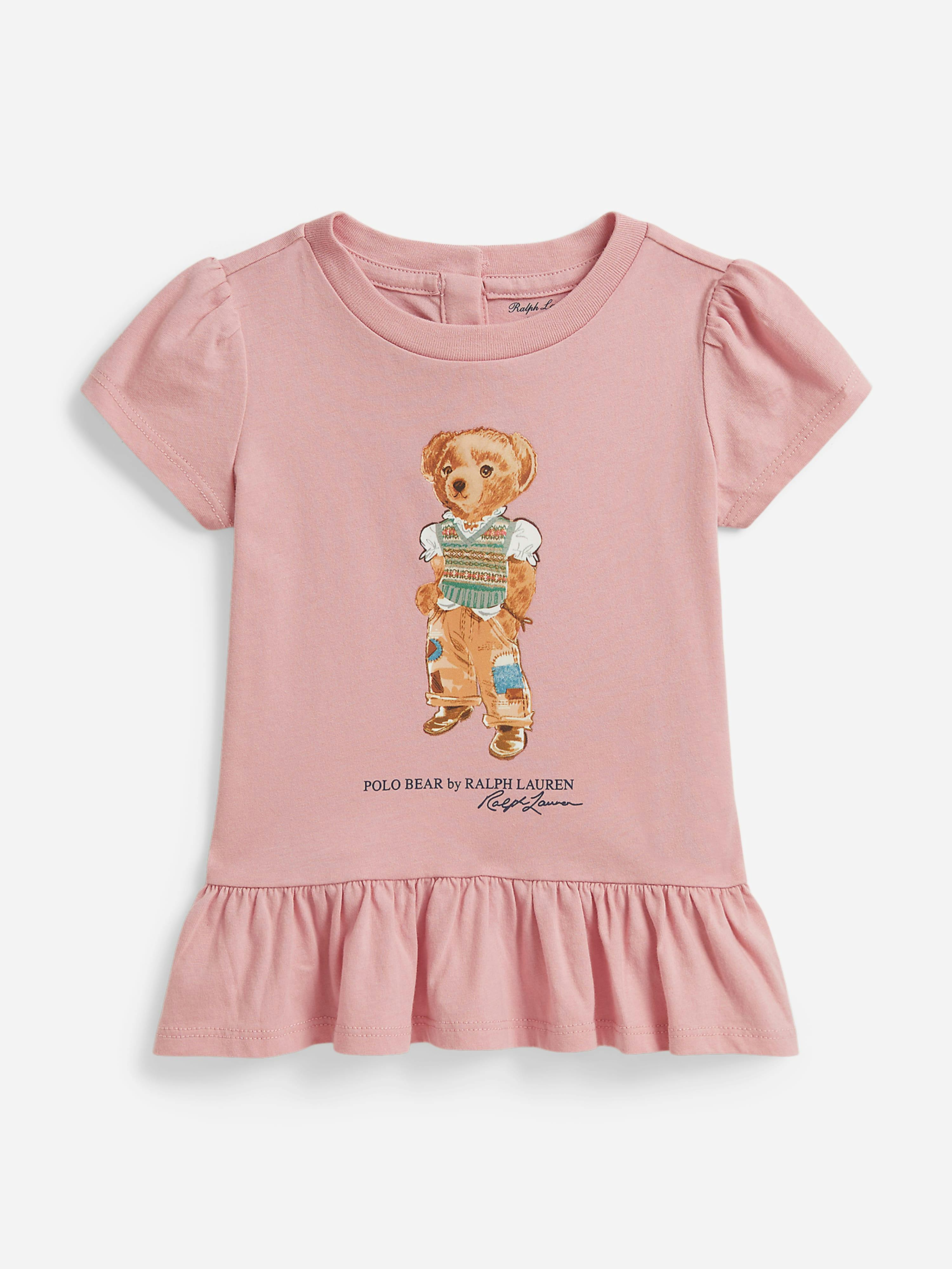 Ralph Lauren Kids Girls Pink Ralph Lauren Baby Polo Bear Jersey Dress In - 24 Months