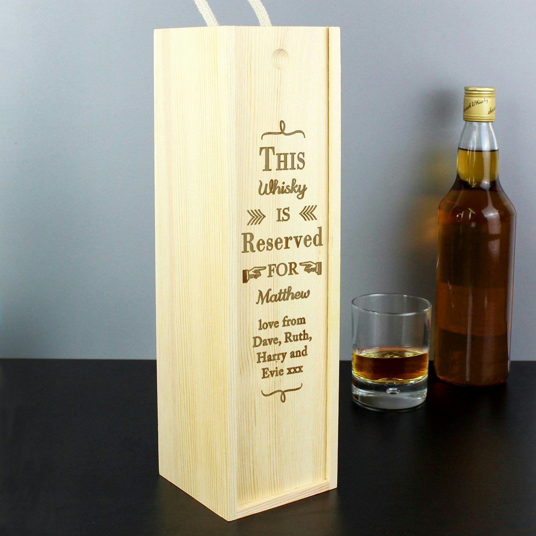 Personalised Memento Company Grain Personalised Reserved For Wooden Wine Bottle Box