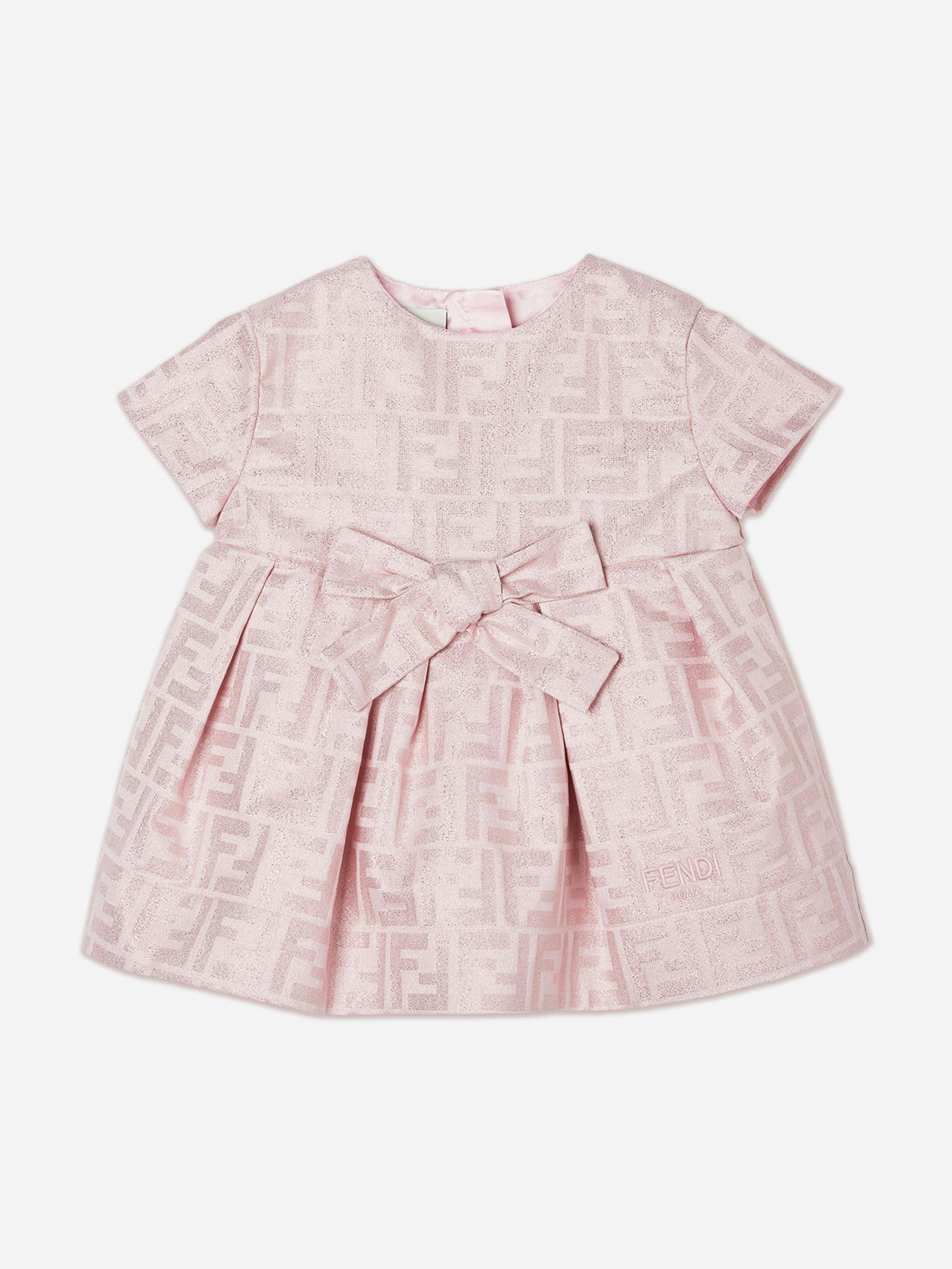 Fendi Kids Girls Pink Fendi Baby Ff Monogram Dress In - 36 Mths