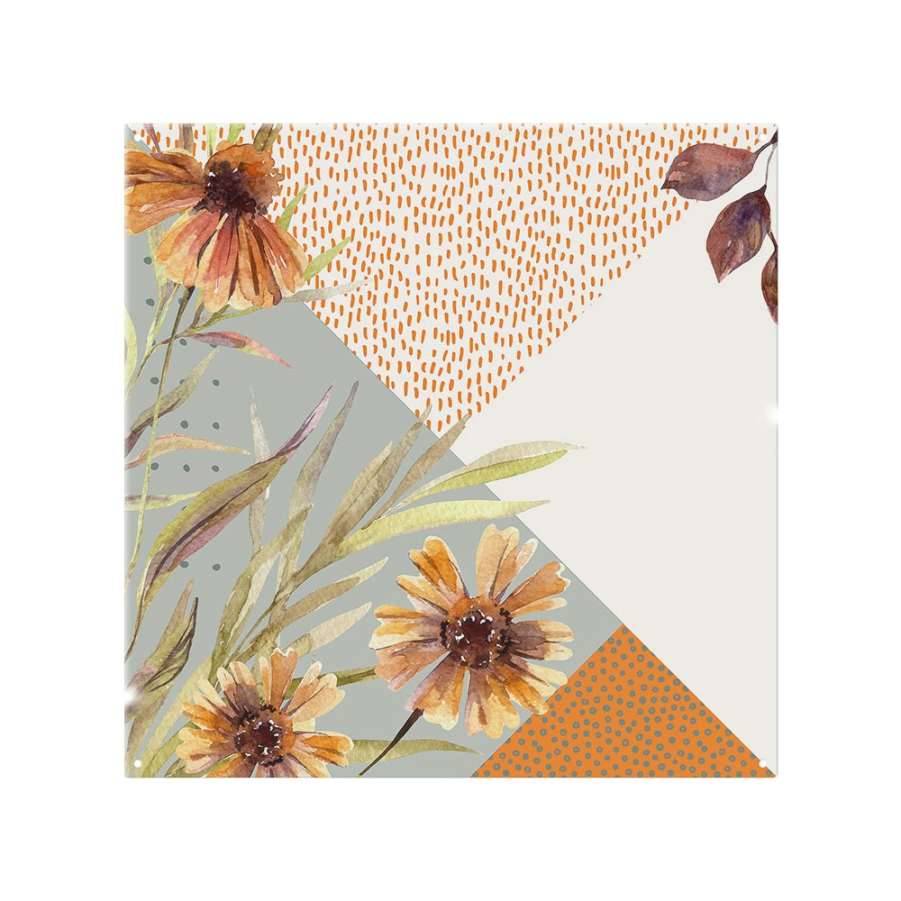 Rackhams Light Autumn Geometric Shapes And Flowers Splash Back - 70 X 90Cm