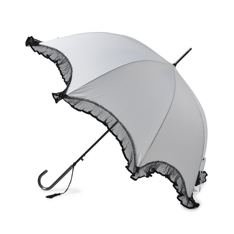 Soake White Scalloped Dome With Lace Trim Wedding Umbrella 98Cm
