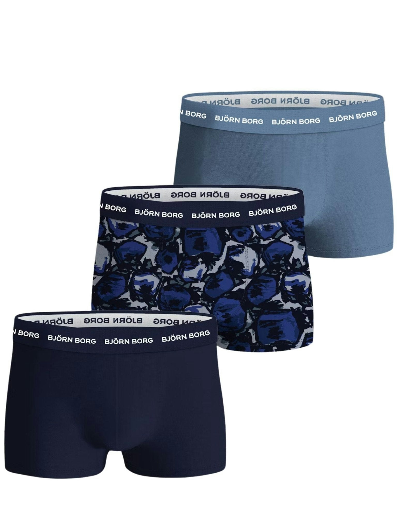 Bjorn Borg Men's Blue 3-Pack Tulips Print Boxer Trunks, /Navy - Xxl